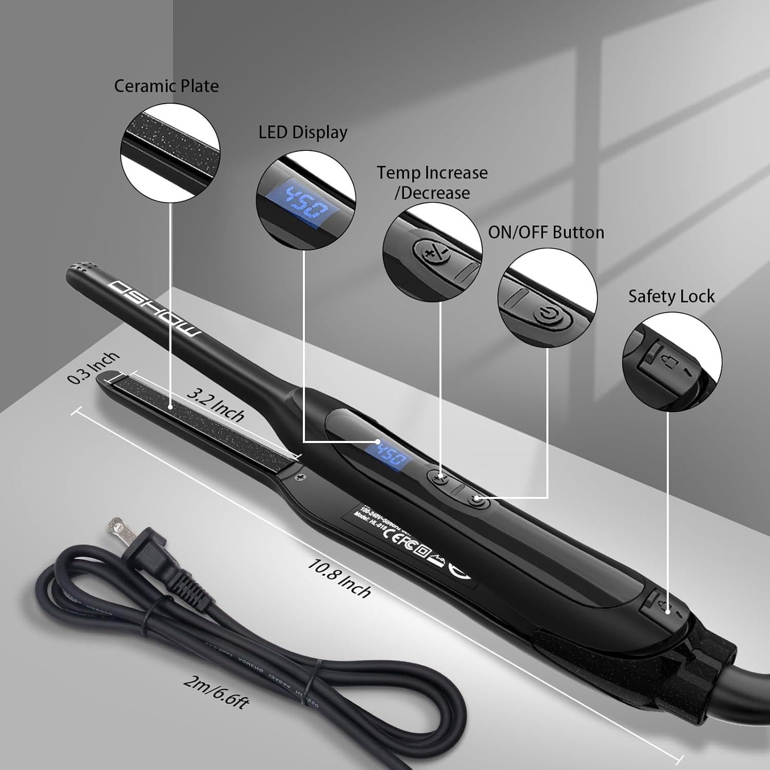 Plancha de Pelo DSHOW HL-018 Mini Cerámica 0.76cm Ajustable