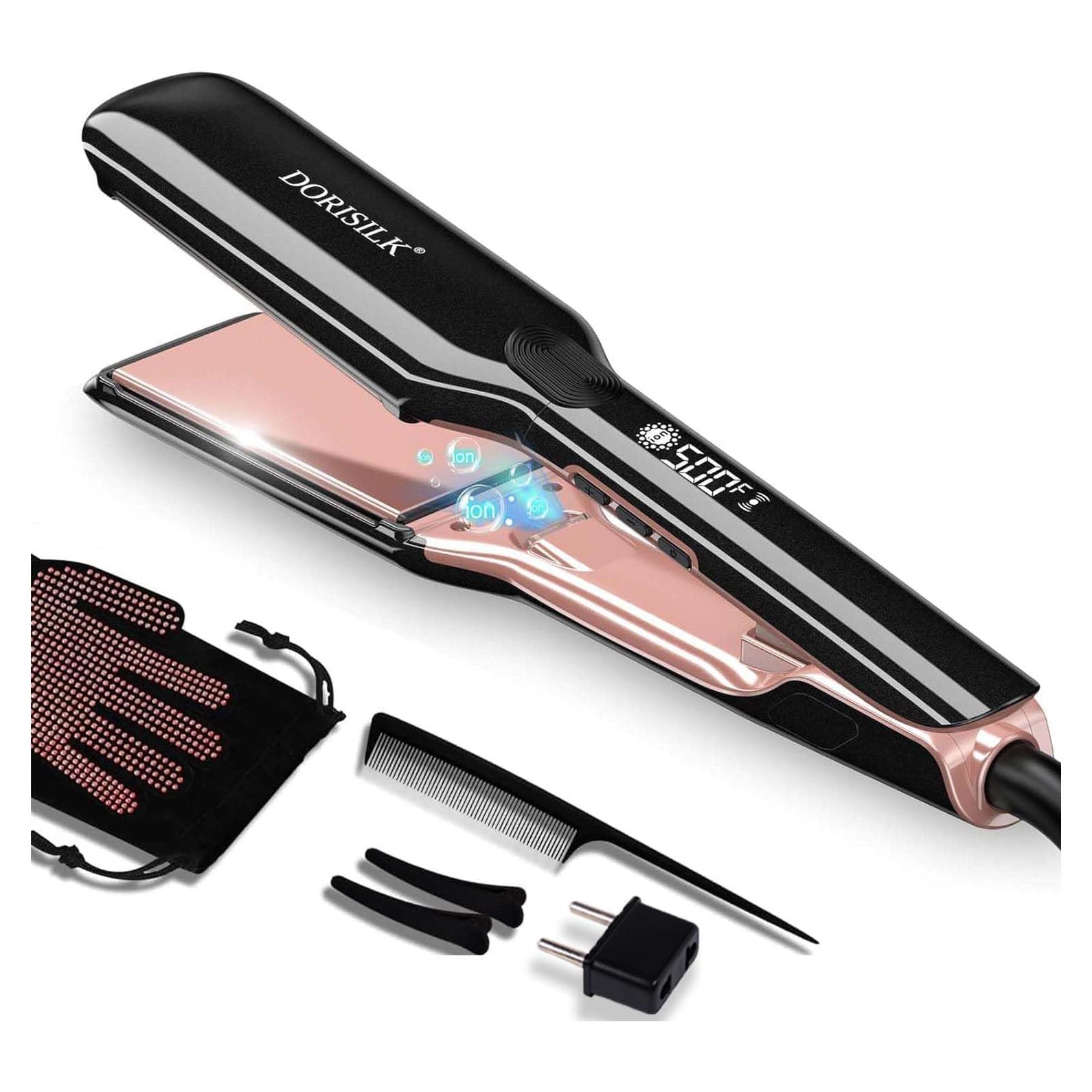 Plancha Profesional de Cabello DORISILK 500°F Cerámica 2 en 1