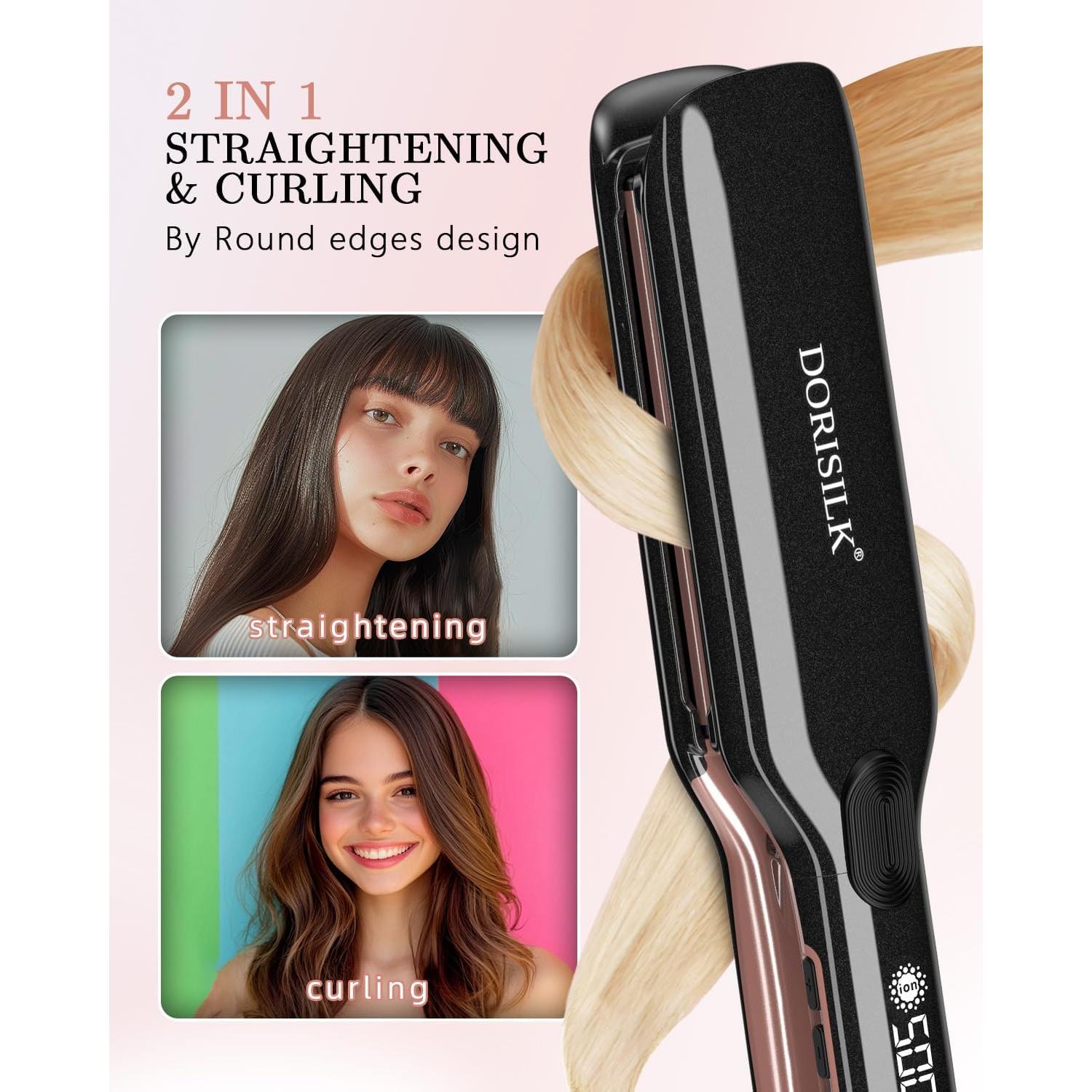 Plancha Profesional de Cabello DORISILK 500°F Cerámica 2 en 1