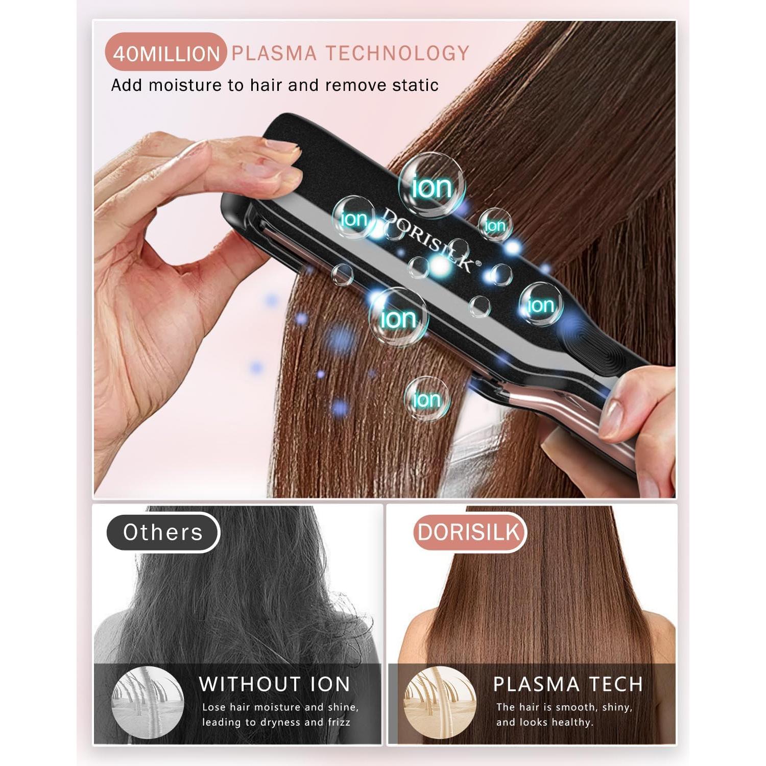Plancha Profesional de Cabello DORISILK 500°F Cerámica 2 en 1