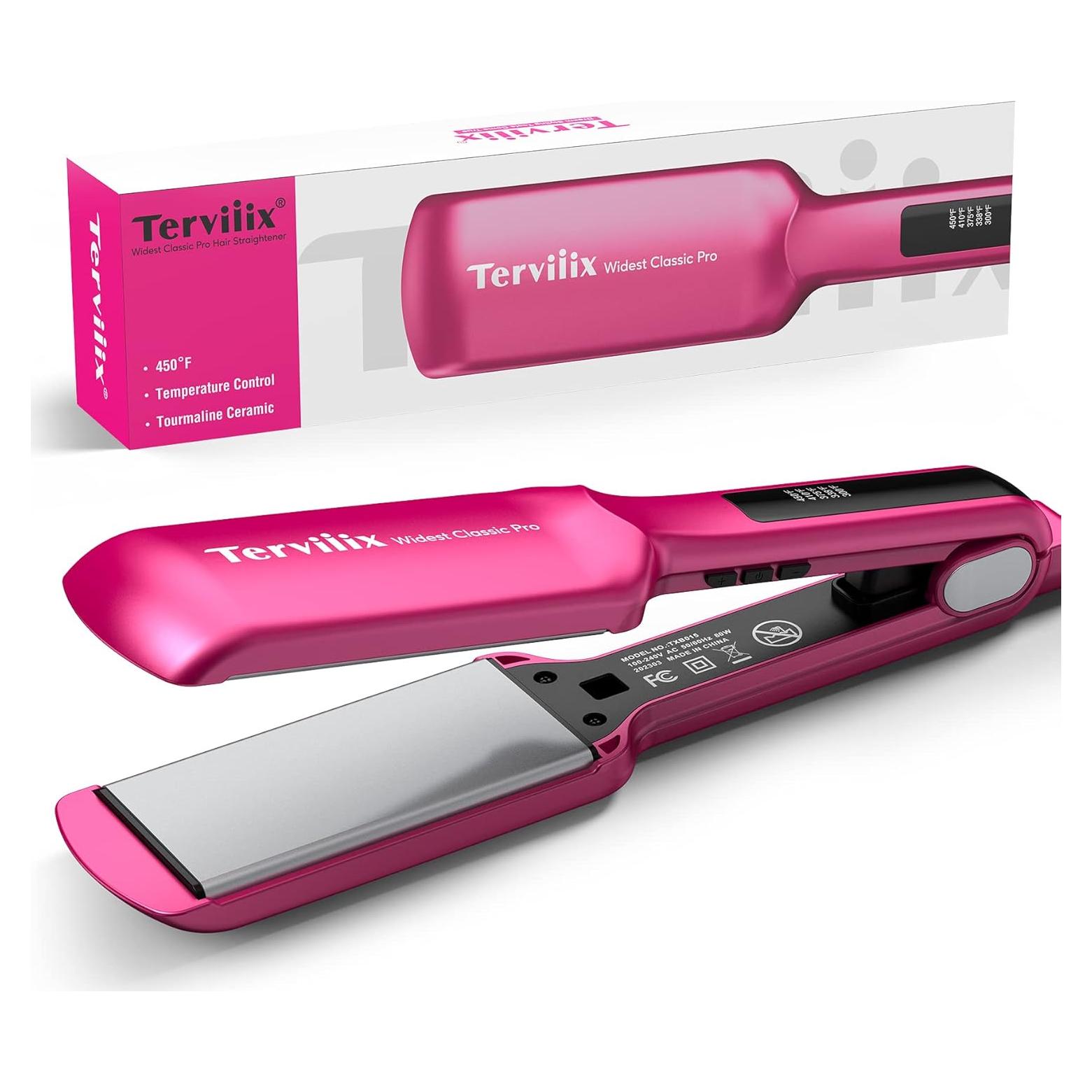 Plancha de Pelo Terviiix 2" Cerámica Ancha Temperatura Ajustable