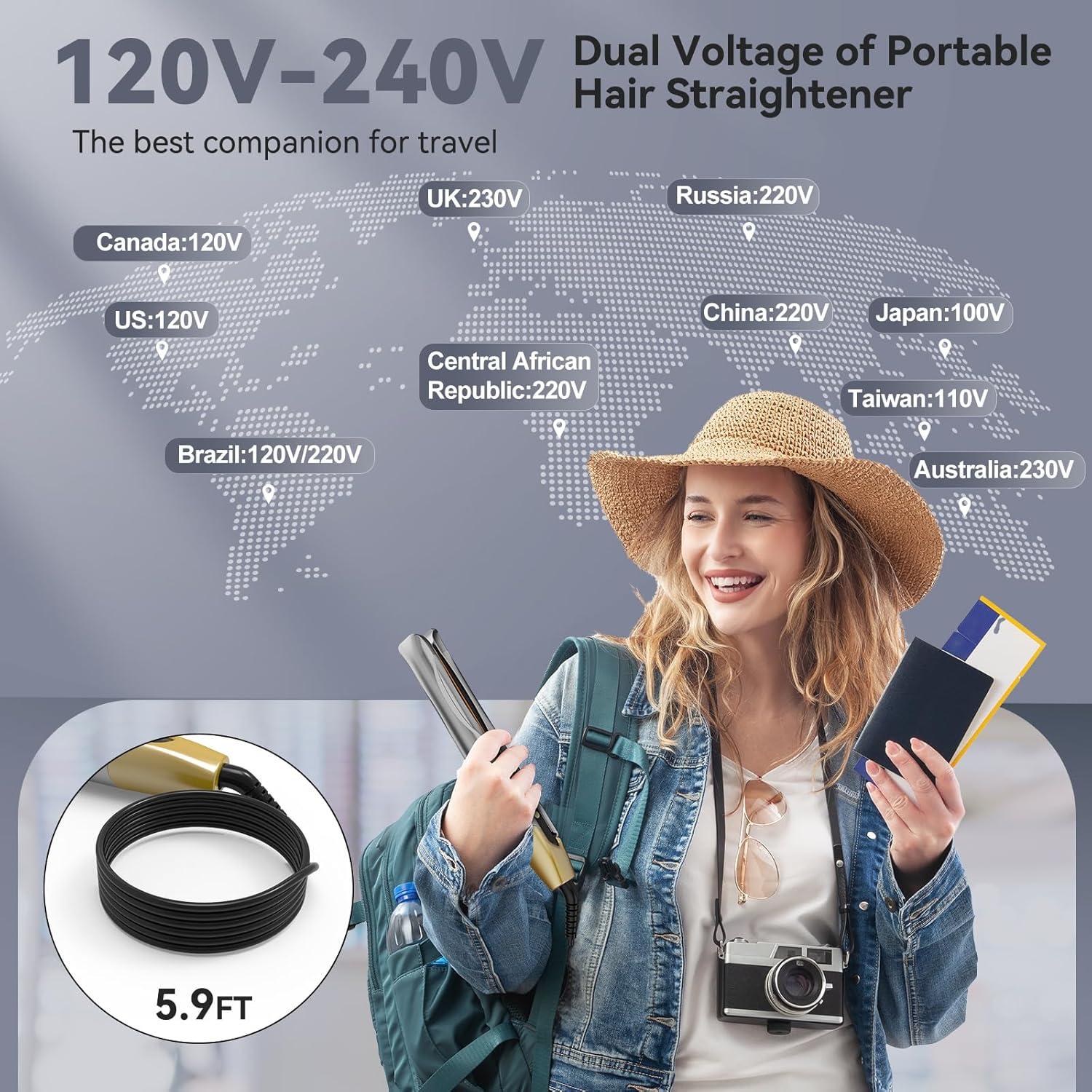 Plancha de Pelo Profesional QUICO 120-240V Cerámica 12 Temperaturas