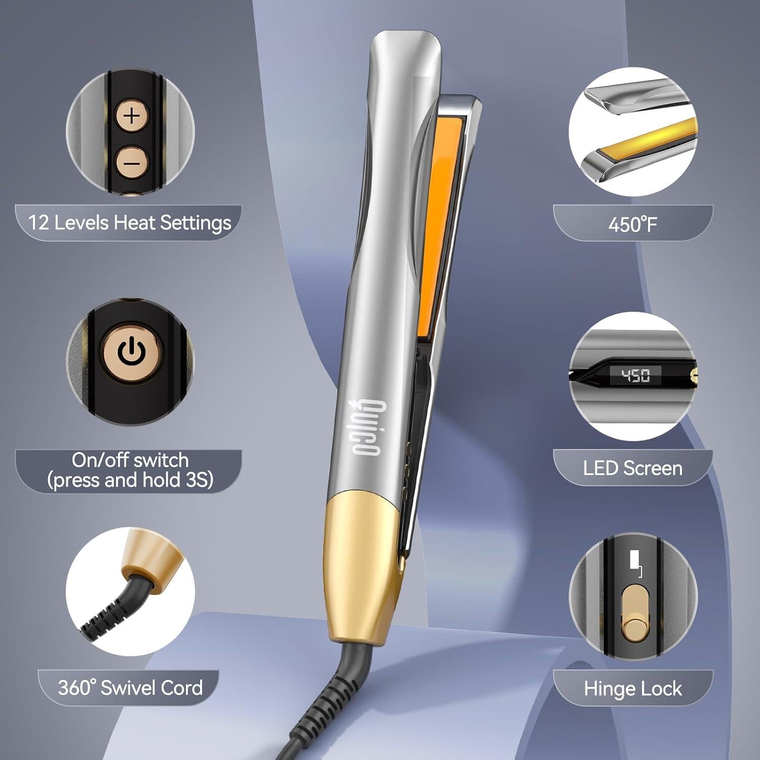 Plancha de Pelo Profesional QUICO 120-240V Cerámica 12 Temperaturas