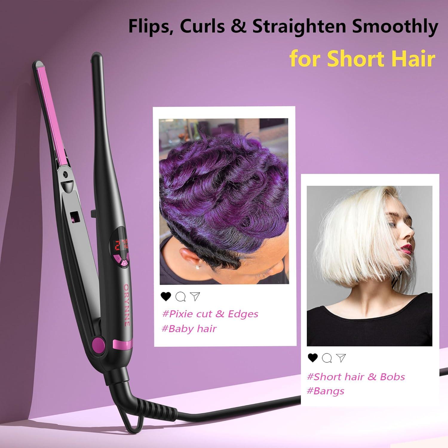 Plancha Mini para Cabello Corto ORYNNE 3/10'' Rosa Brillante