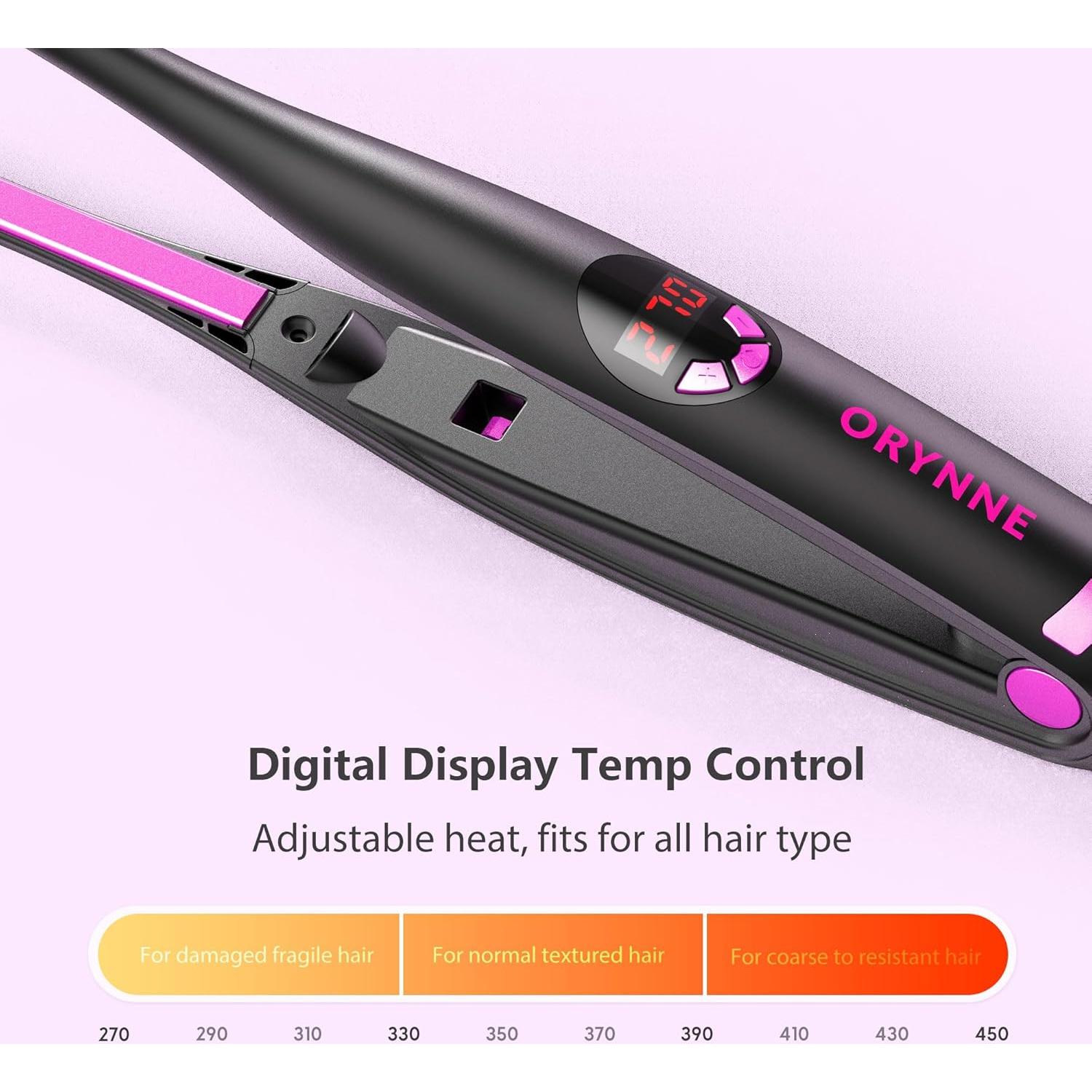 Plancha Mini para Cabello Corto ORYNNE 3/10'' Rosa Brillante