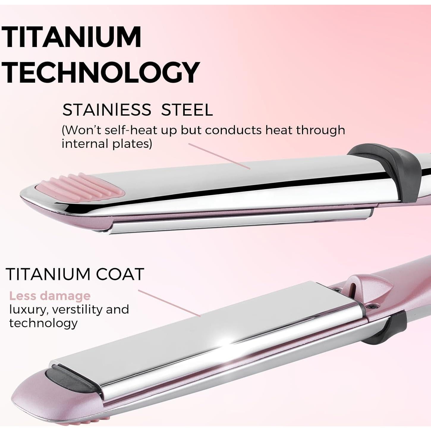 Plancha de Titanio Rozamor 2 en 1 Alisador y Rizador 10 Temperaturas