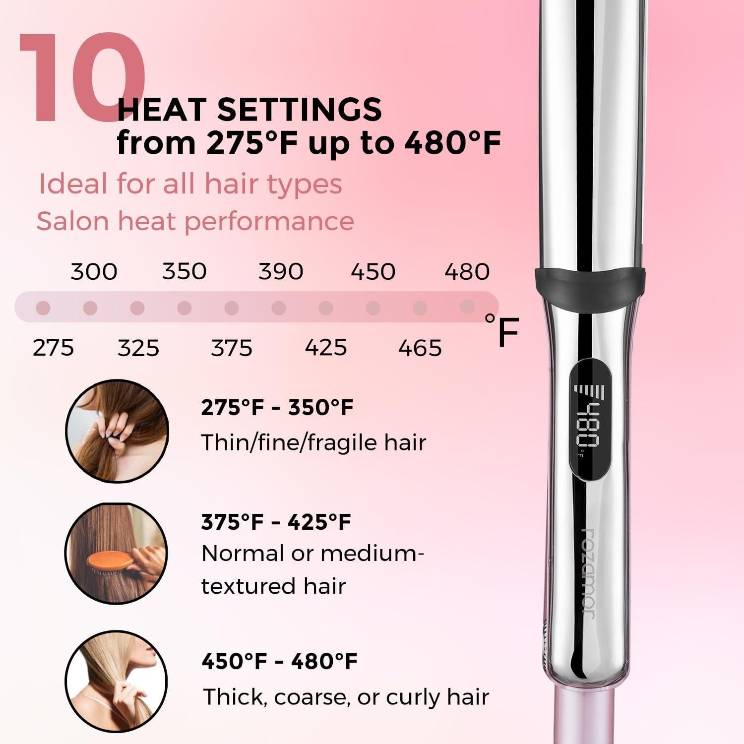 Plancha de Titanio Rozamor 2 en 1 Alisador y Rizador 10 Temperaturas