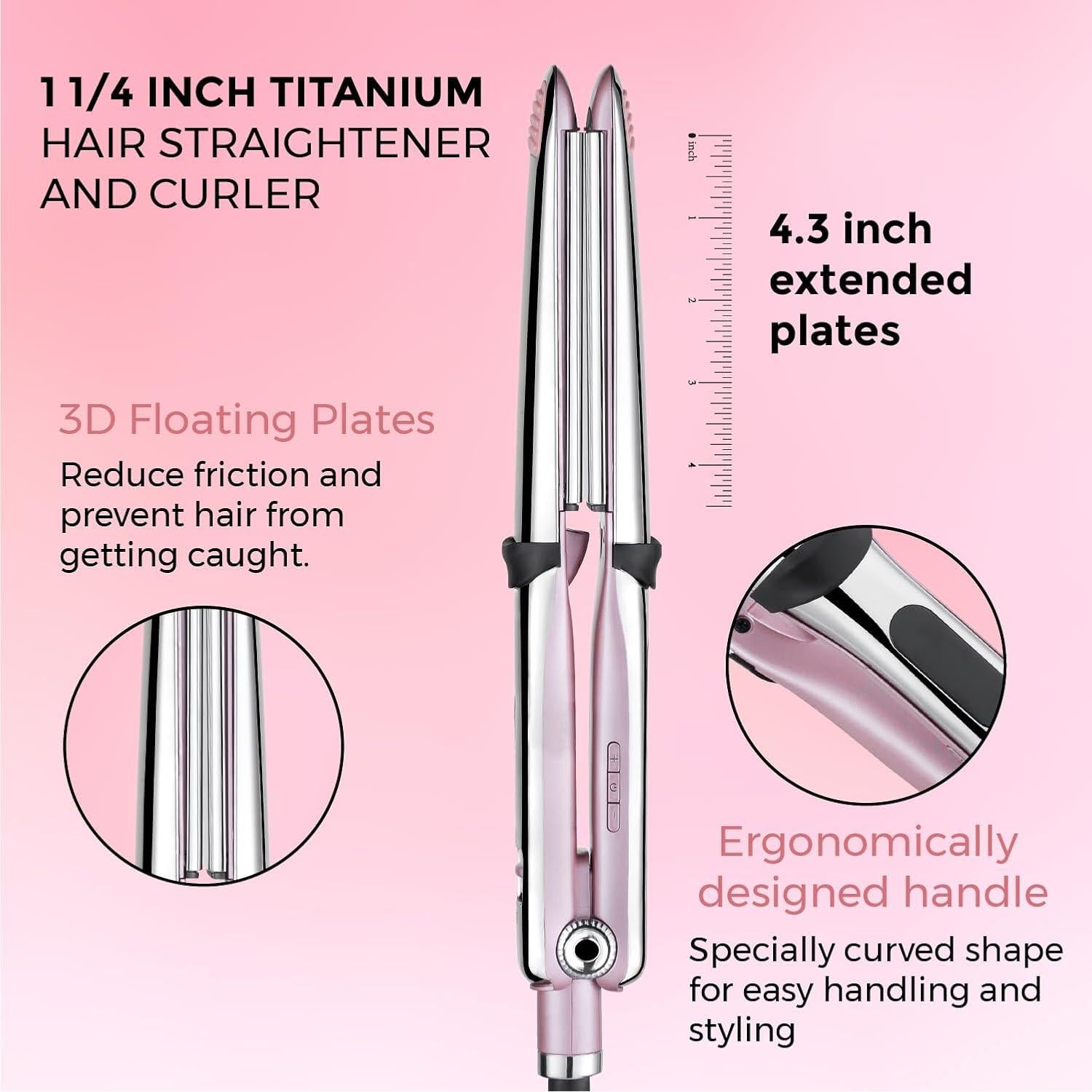 Plancha de Titanio Rozamor 2 en 1 Alisador y Rizador 10 Temperaturas