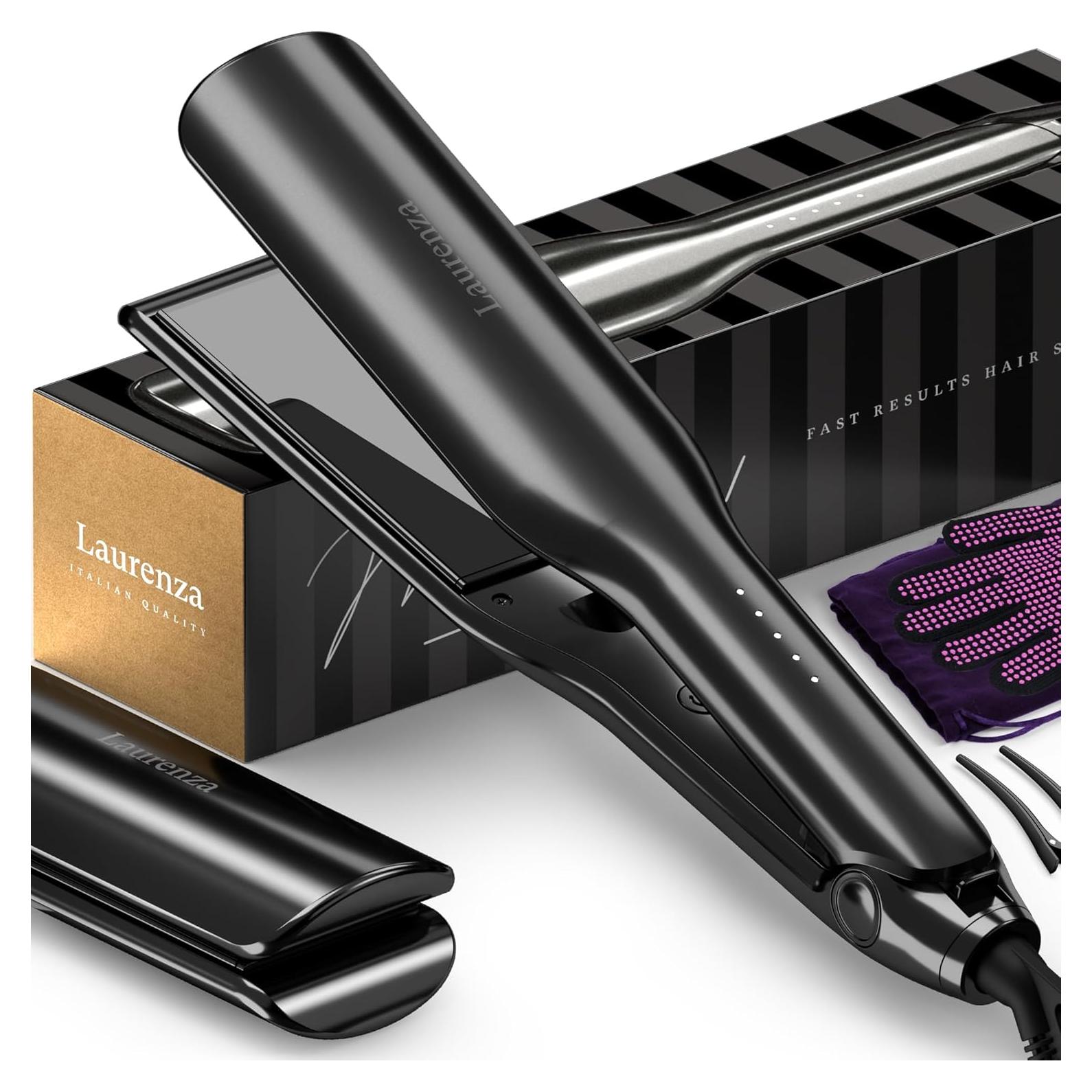 Plancha de Pelo 2 en 1 Milano Laurenza Cerámica 21.6 cm Negro