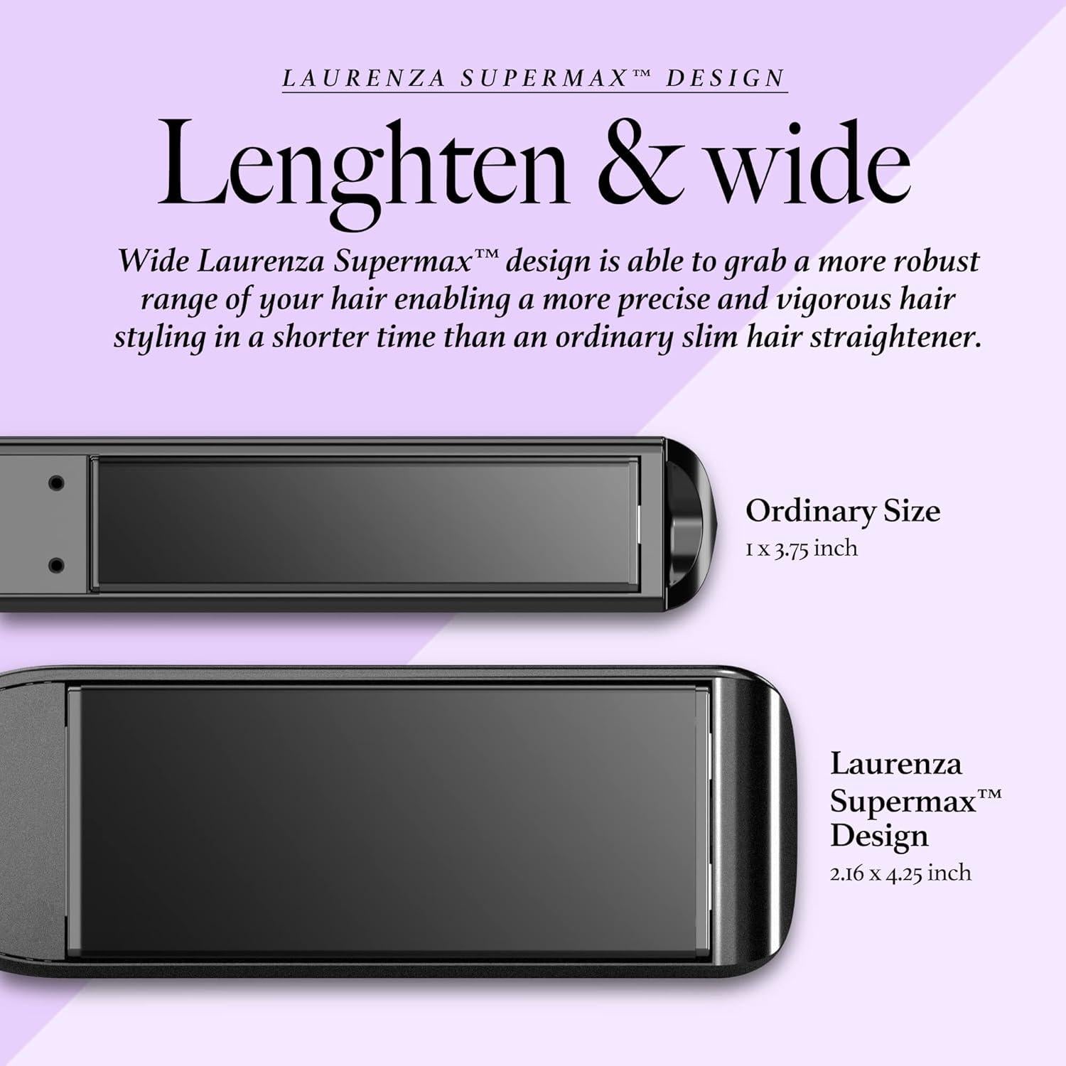 Plancha de Pelo 2 en 1 Milano Laurenza Cerámica 21.6 cm Negro