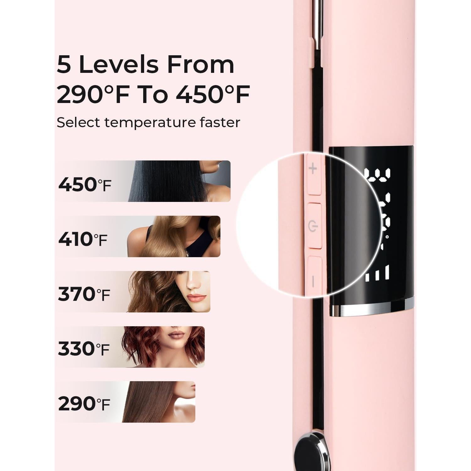 Plancha de Pelo PRITECH Rosa, Titanio 1" Temperatura 143-232°C