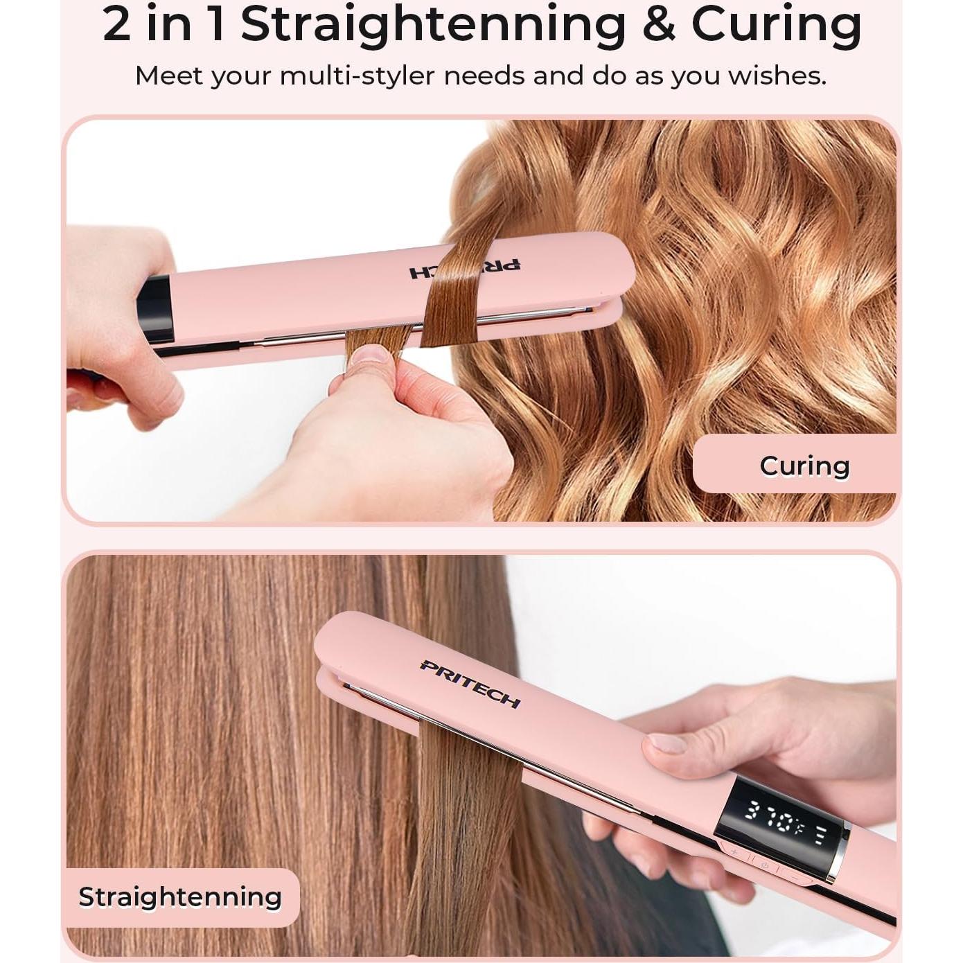 Plancha de Pelo PRITECH Rosa, Titanio 1" Temperatura 143-232°C