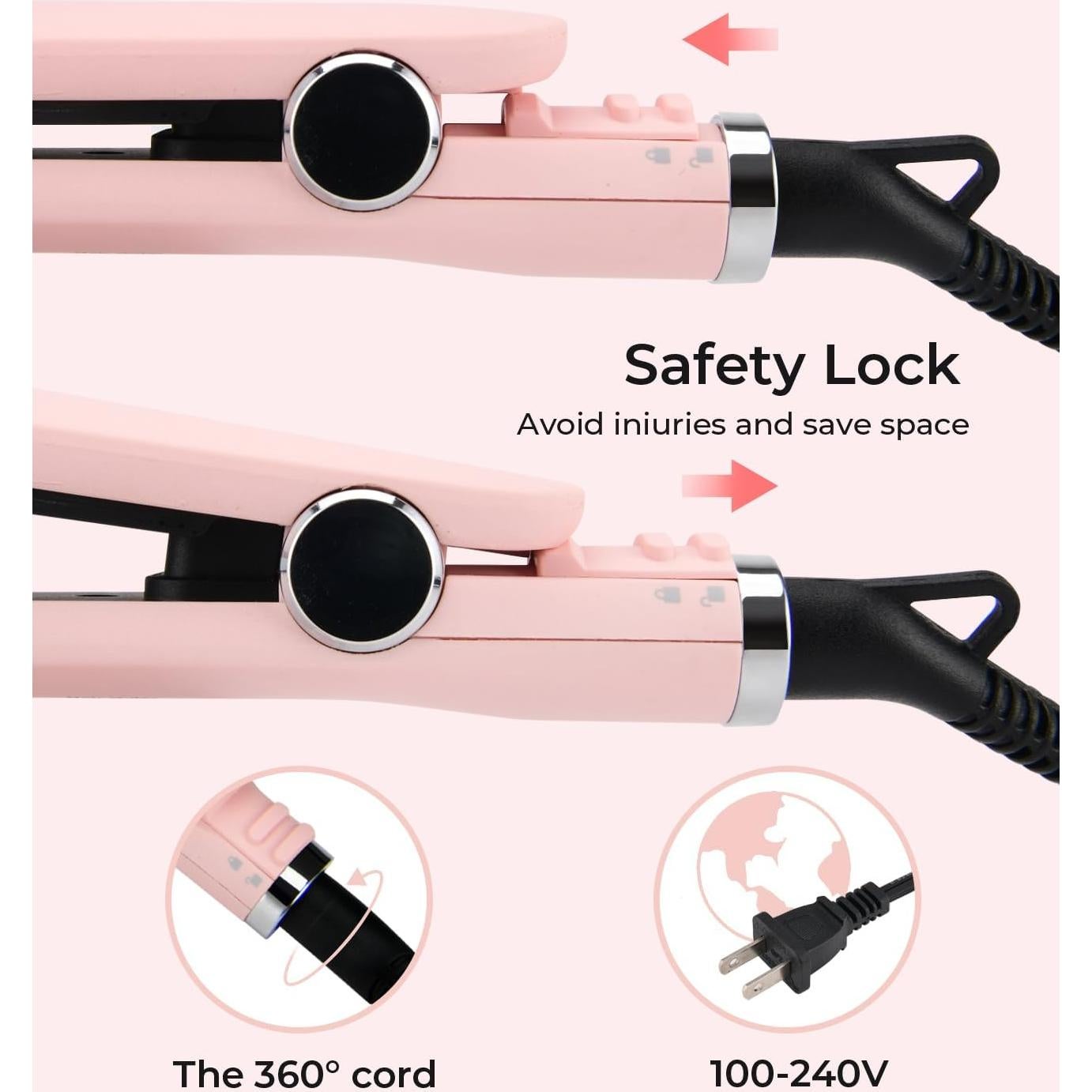 Plancha de Pelo PRITECH Rosa, Titanio 1" Temperatura 143-232°C
