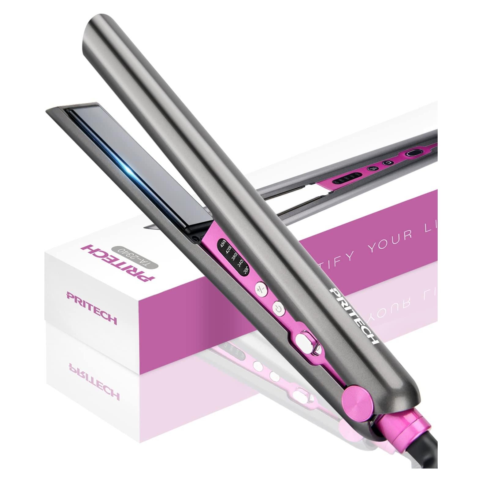 Plancha de Pelo Cerámica PRITECH TA-2340, 1 Pulgada, Temperatura Ajustable