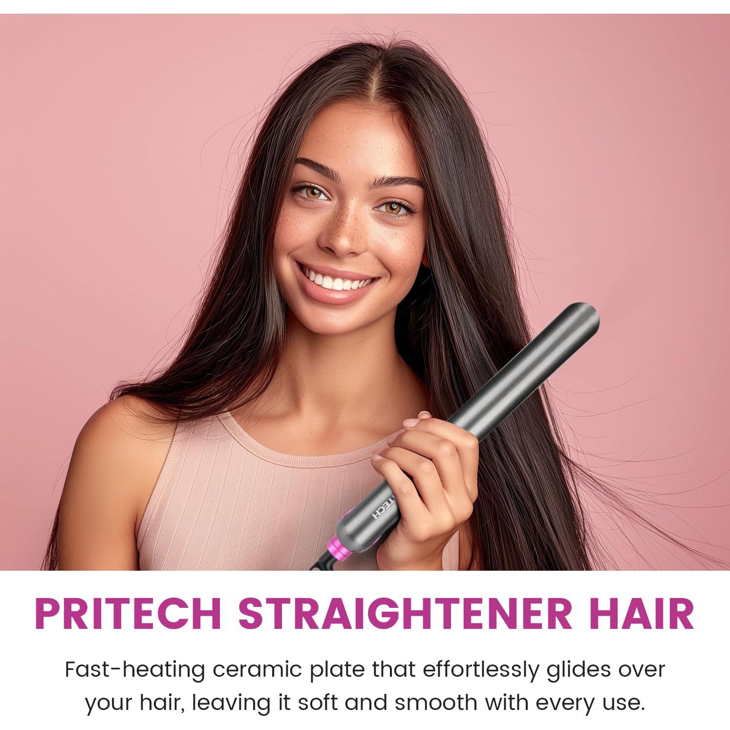 Plancha de Pelo Cerámica PRITECH TA-2340, 1 Pulgada, Temperatura Ajustable