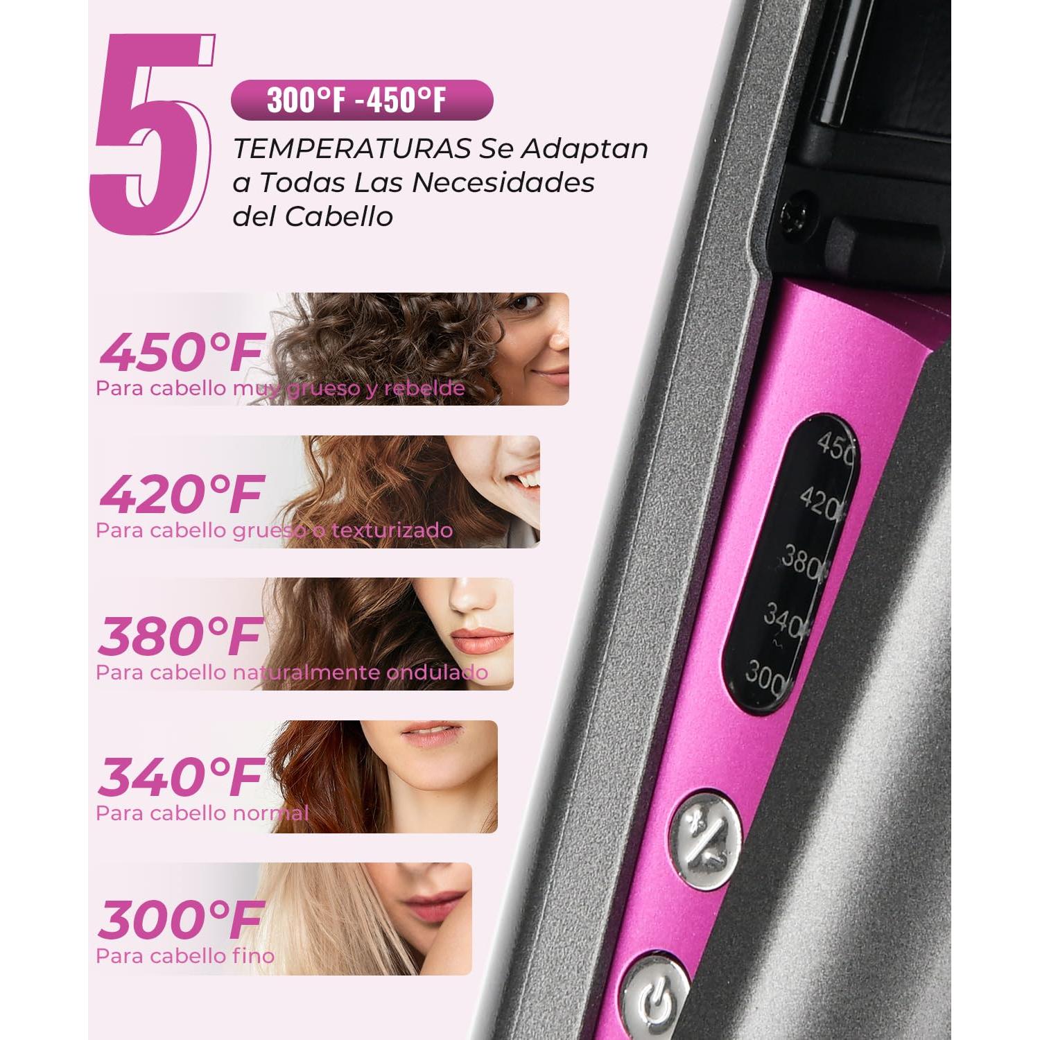 Plancha de Pelo Cerámica PRITECH TA-2340, 1 Pulgada, Temperatura Ajustable