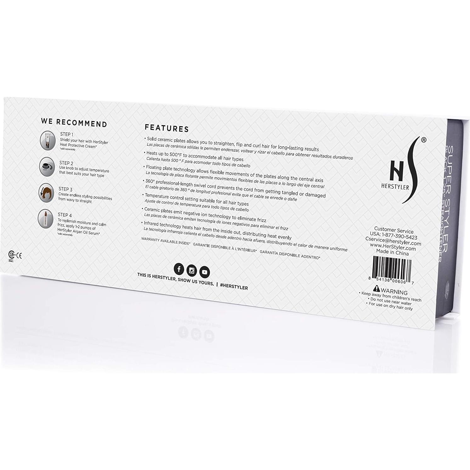 Plancha de Pelo Cerámica Herstyler Superstyler 1.25" Doble Voltaje