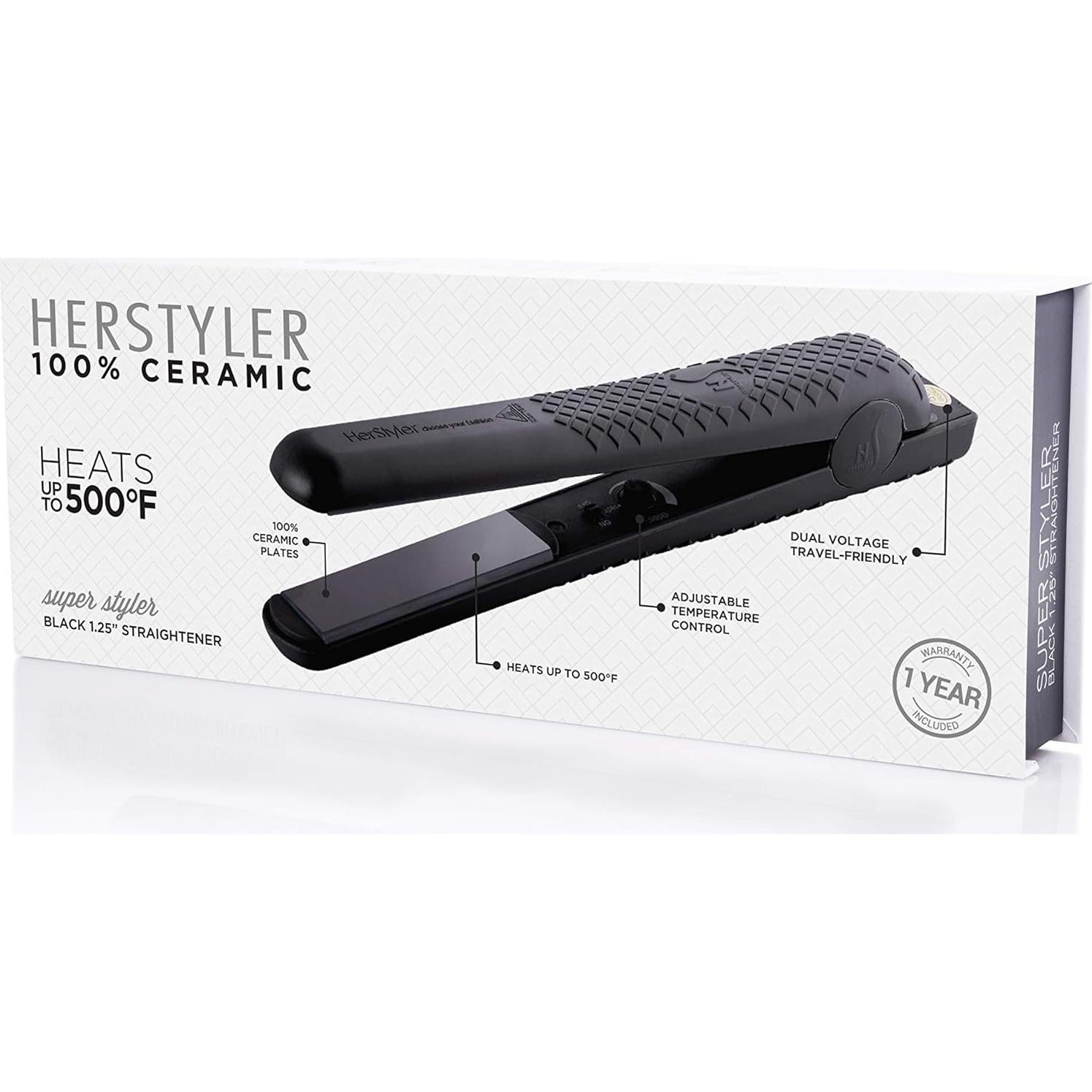 Plancha de Pelo Cerámica Herstyler Superstyler 1.25" Doble Voltaje