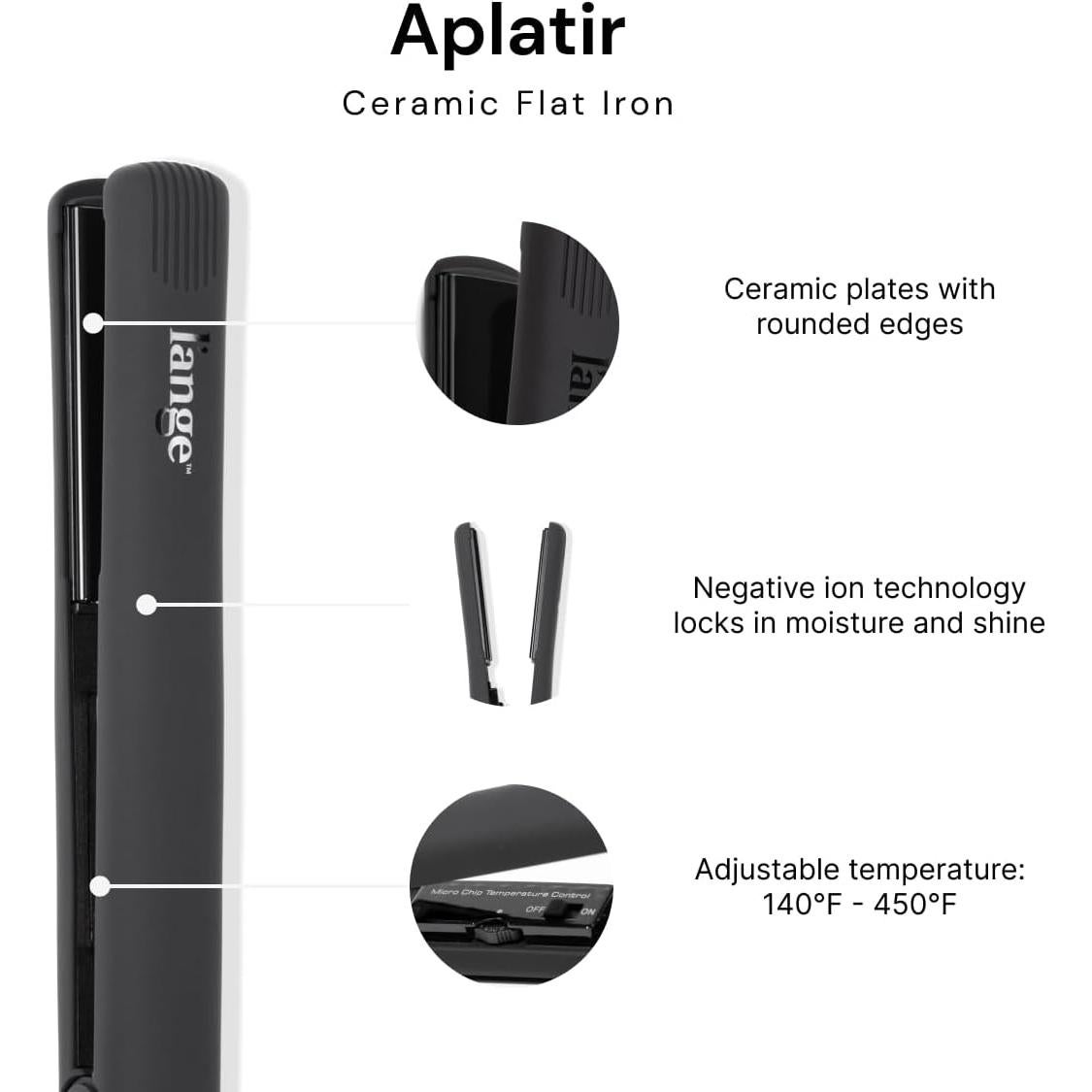 Plancha de Cabello L'ANGE HAIR Cerámica 1" Ajustable Negro