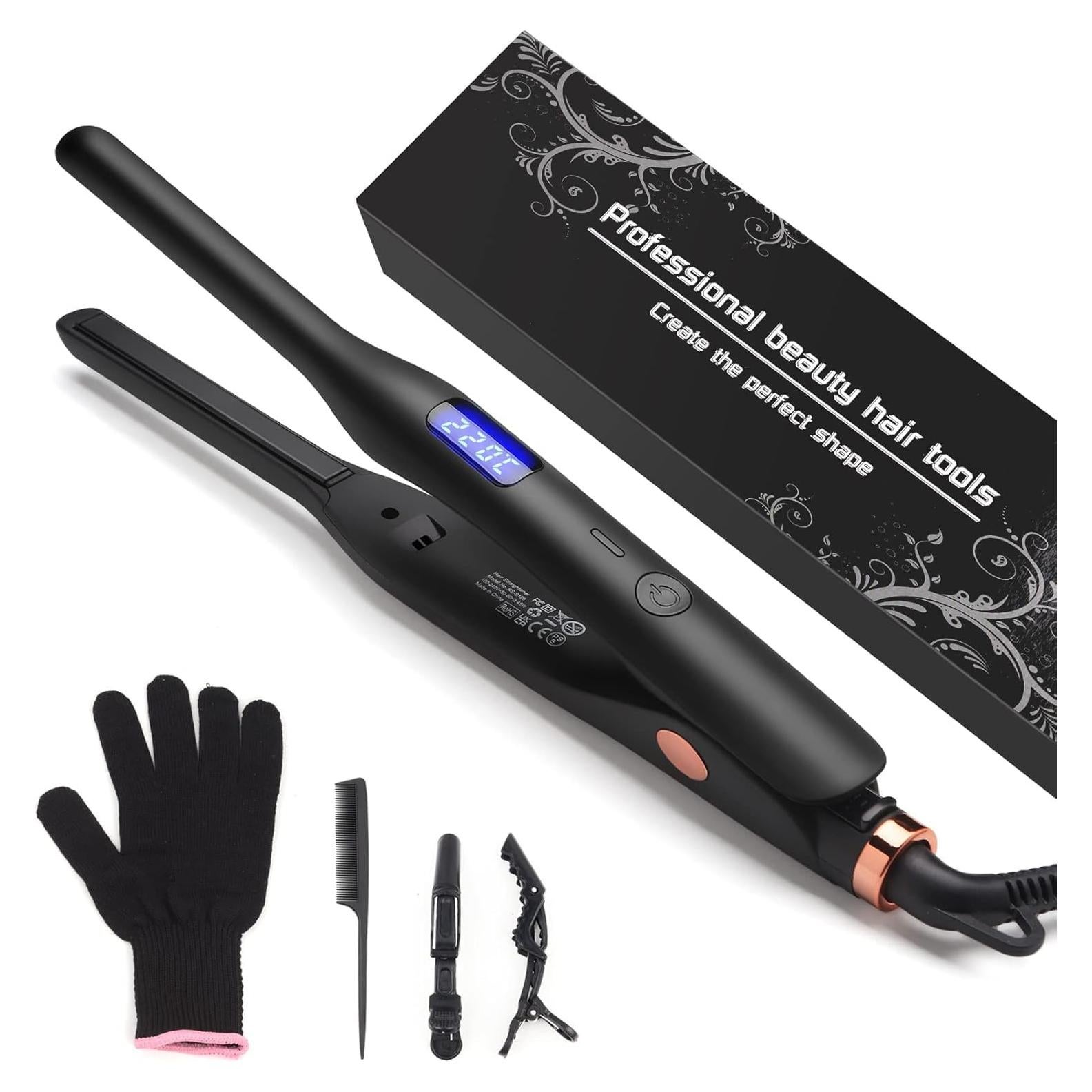 Plancha de Pelo Mini Cerámica JAETON 9mm 2 en 1 para Cabello Corto