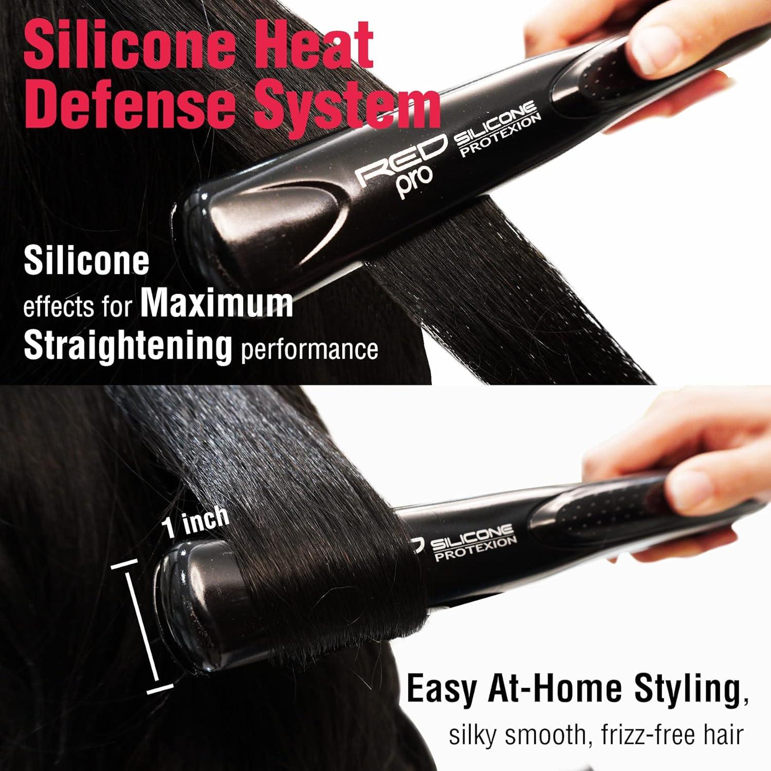 Plancha de Pelo Pro Kiss 1 Pulgada Roja con Silicona