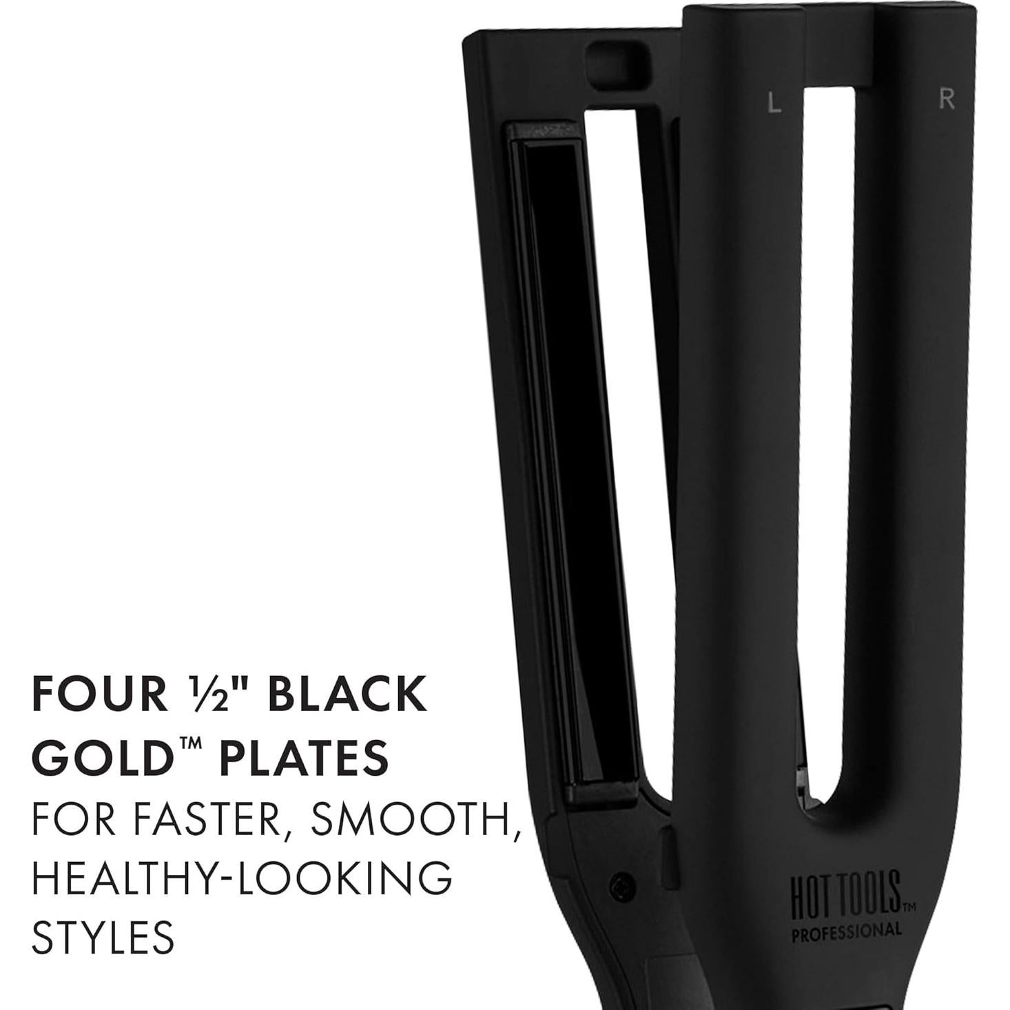 Plancha de Pelo Doble Placa Oro Negro Hot Tools Pro 1.27 cm