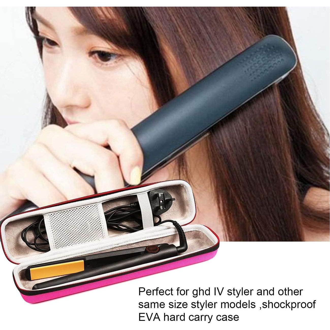 Funda Dura EVA Faylapa para Plancha de Pelo Rosa 36x8x6 cm