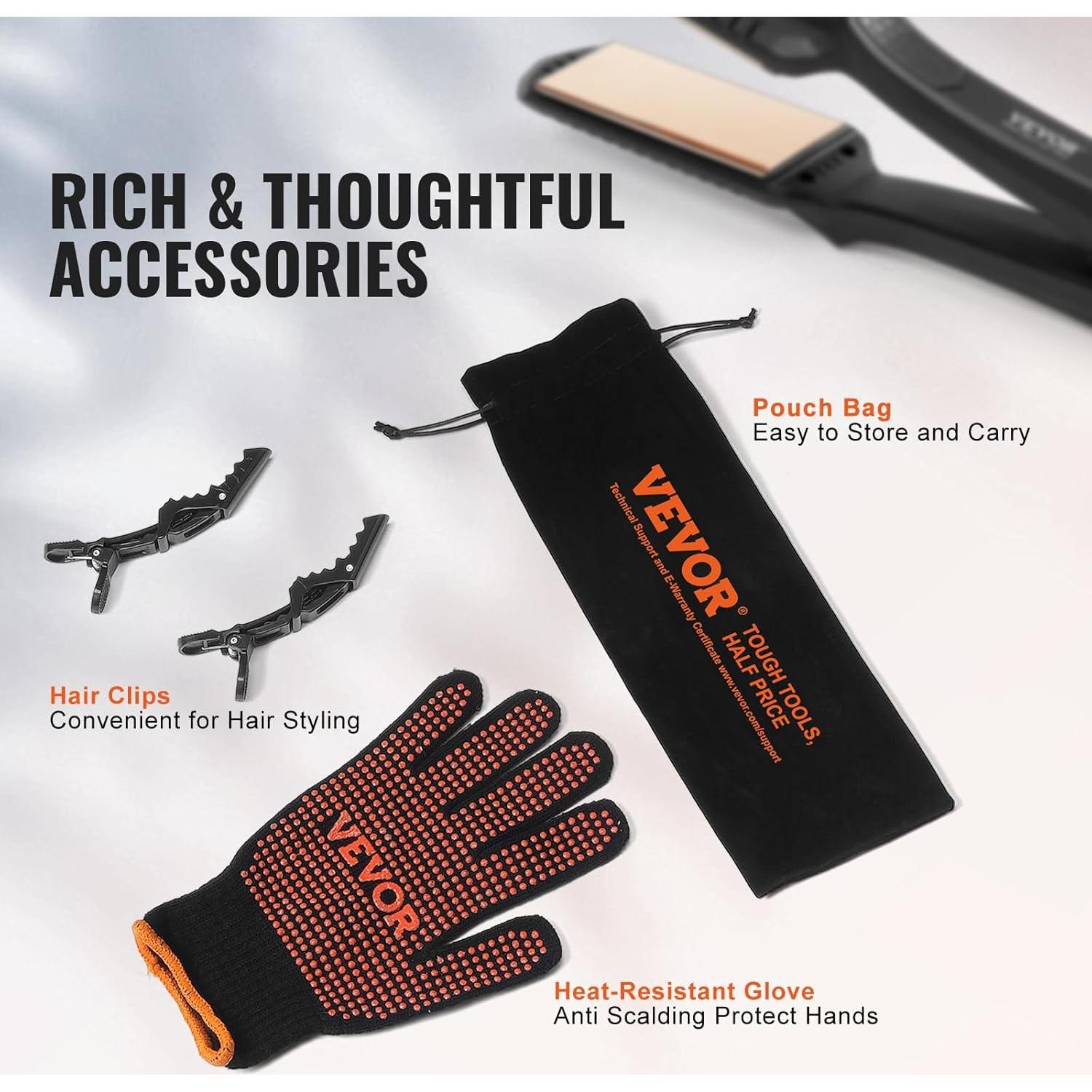 Plancha de Pelo VEVOR Titanio 1.5" Doble Infrarrojo LCD 19 Niveles