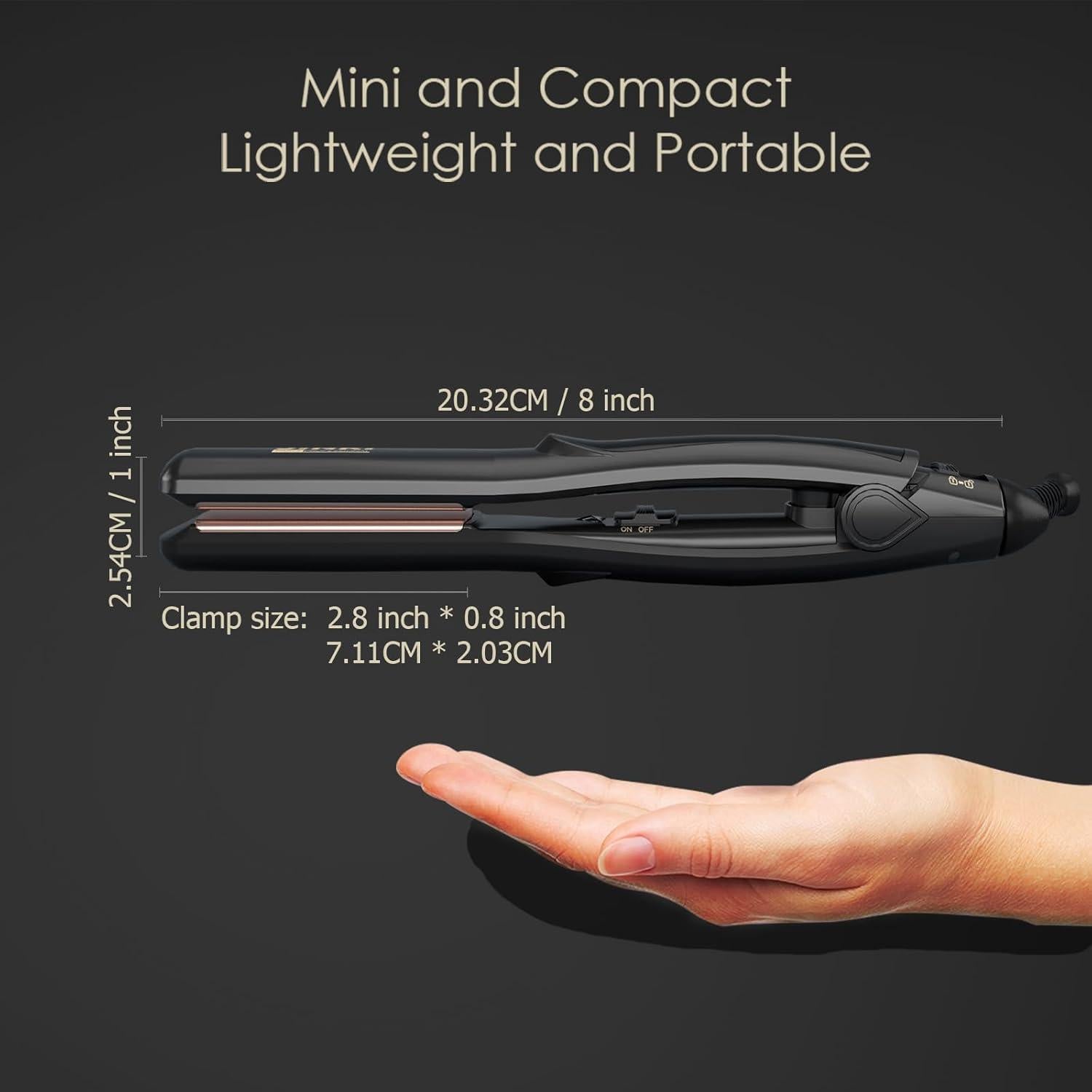 Plancha de Pelo Mini JINRI 2.03 cm Doble Voltaje 100-240V Negra