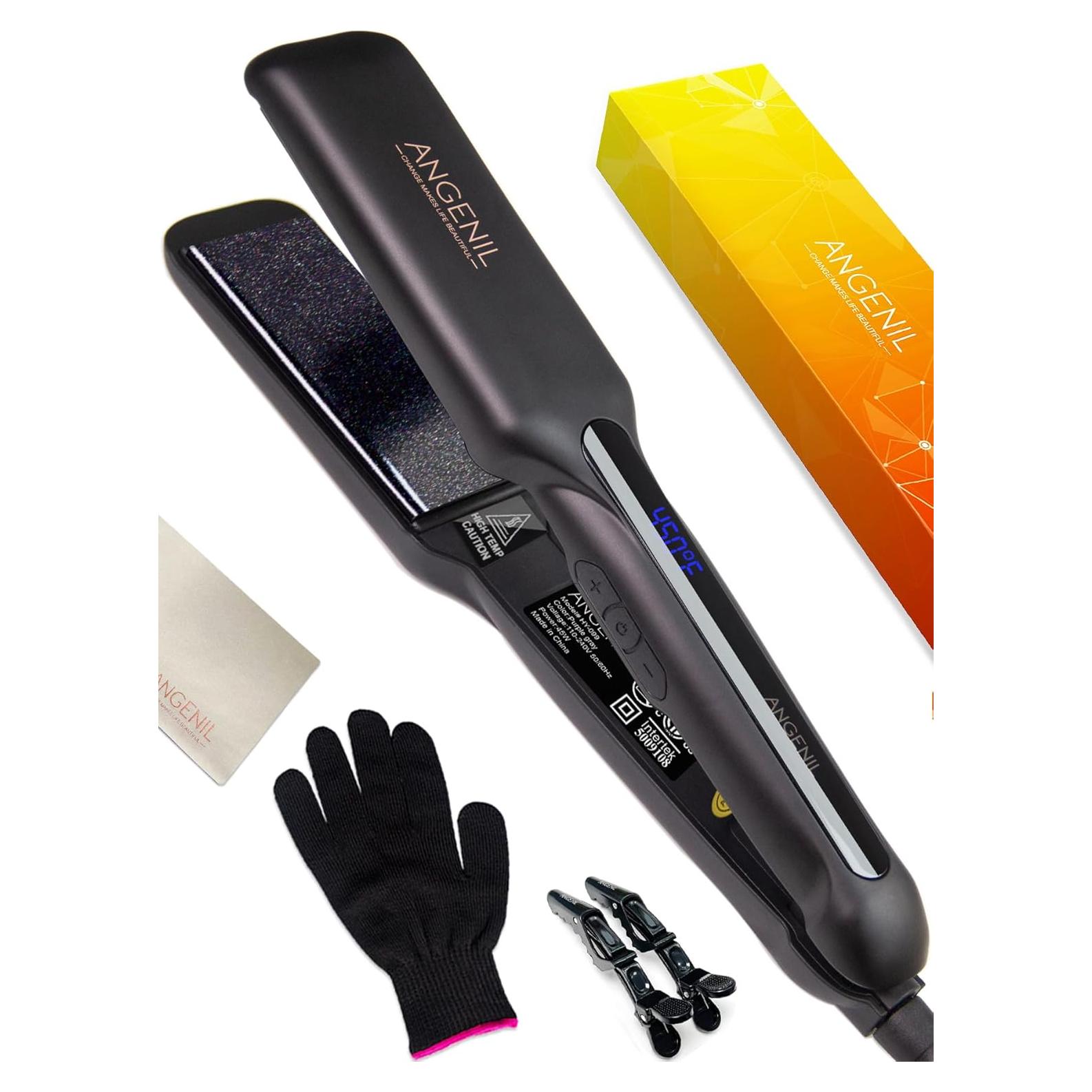 Plancha de Pelo ANGENIL 1.6" Cerámica Turmalina 2 en 1