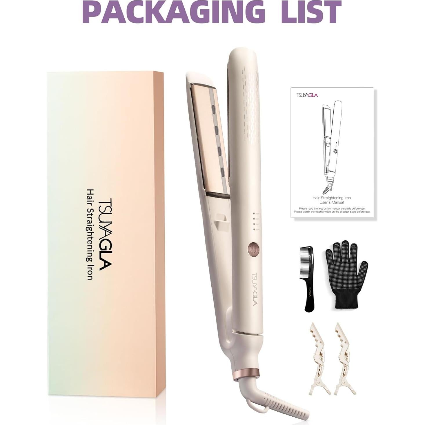 Plancha de Pelo Alisadora TSUYAGLA 2 en 1 1 Pulgada 4 Temperaturas