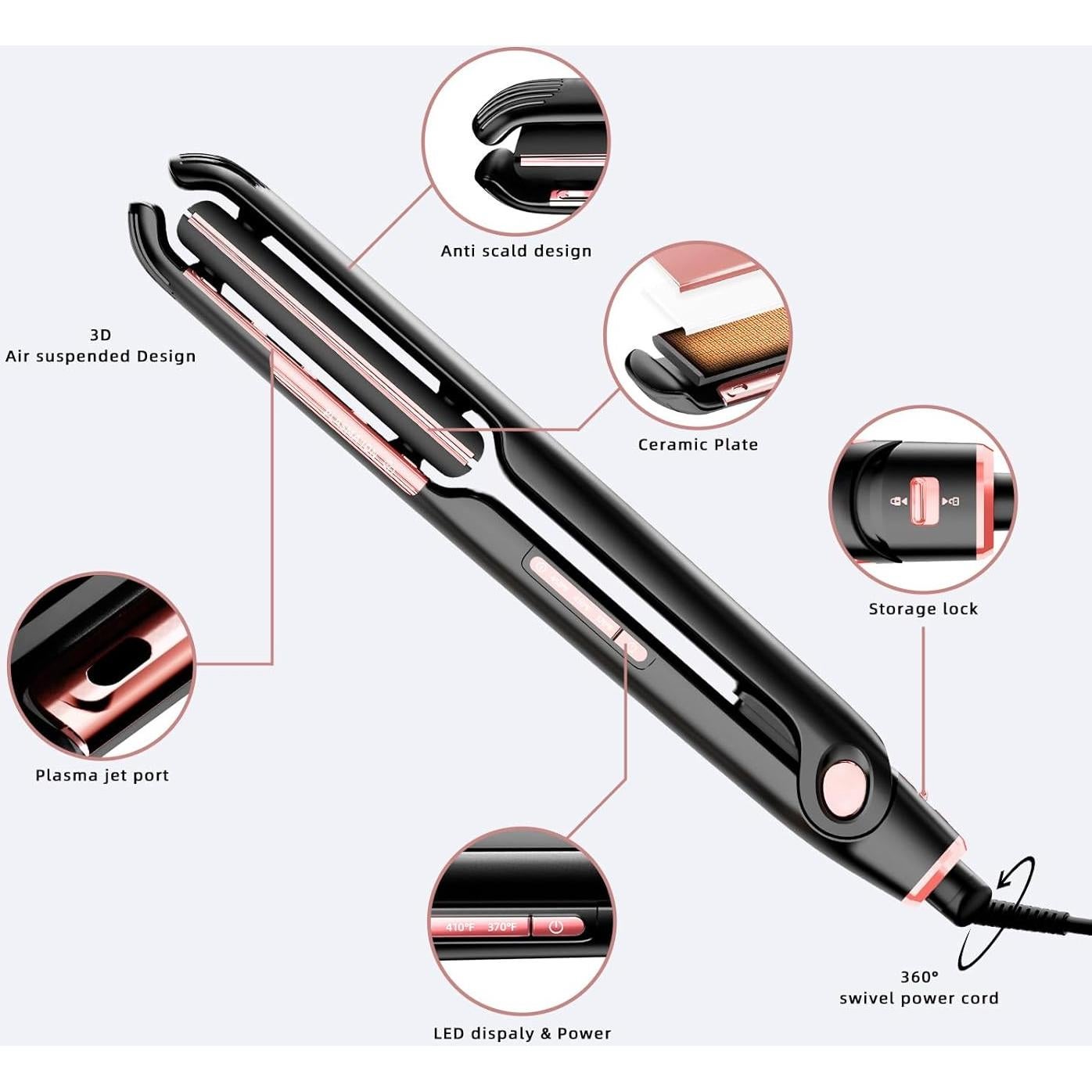 Plancha de Pelo Rucha Air 1" Cerámica Iónica 2 en 1