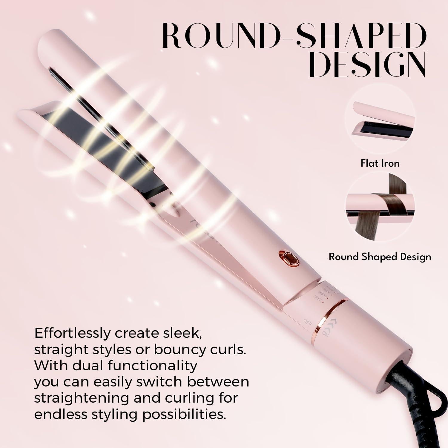 Plancha y Rizador 2 en 1 Rozamor Titanio 1 Pulgada Rosa