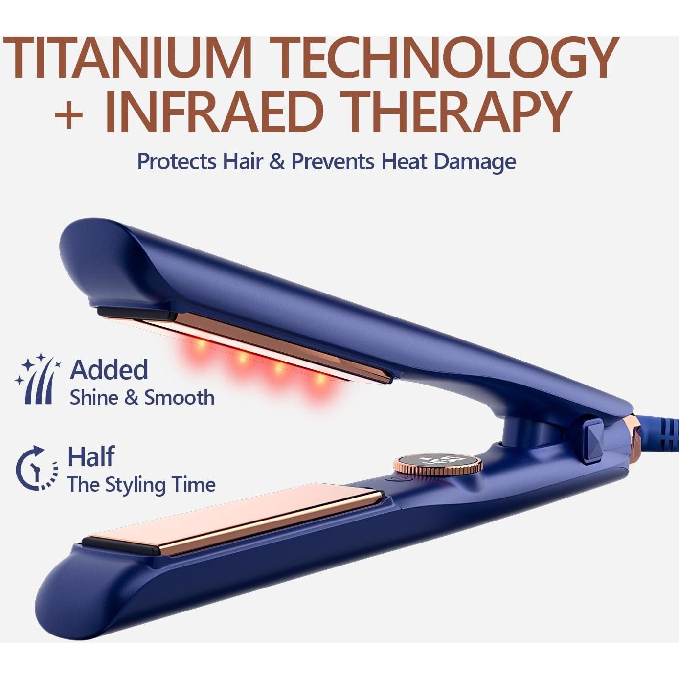 Plancha de Pelo Profesional MIRACOMB Titanio 1" Luz Infrarroja