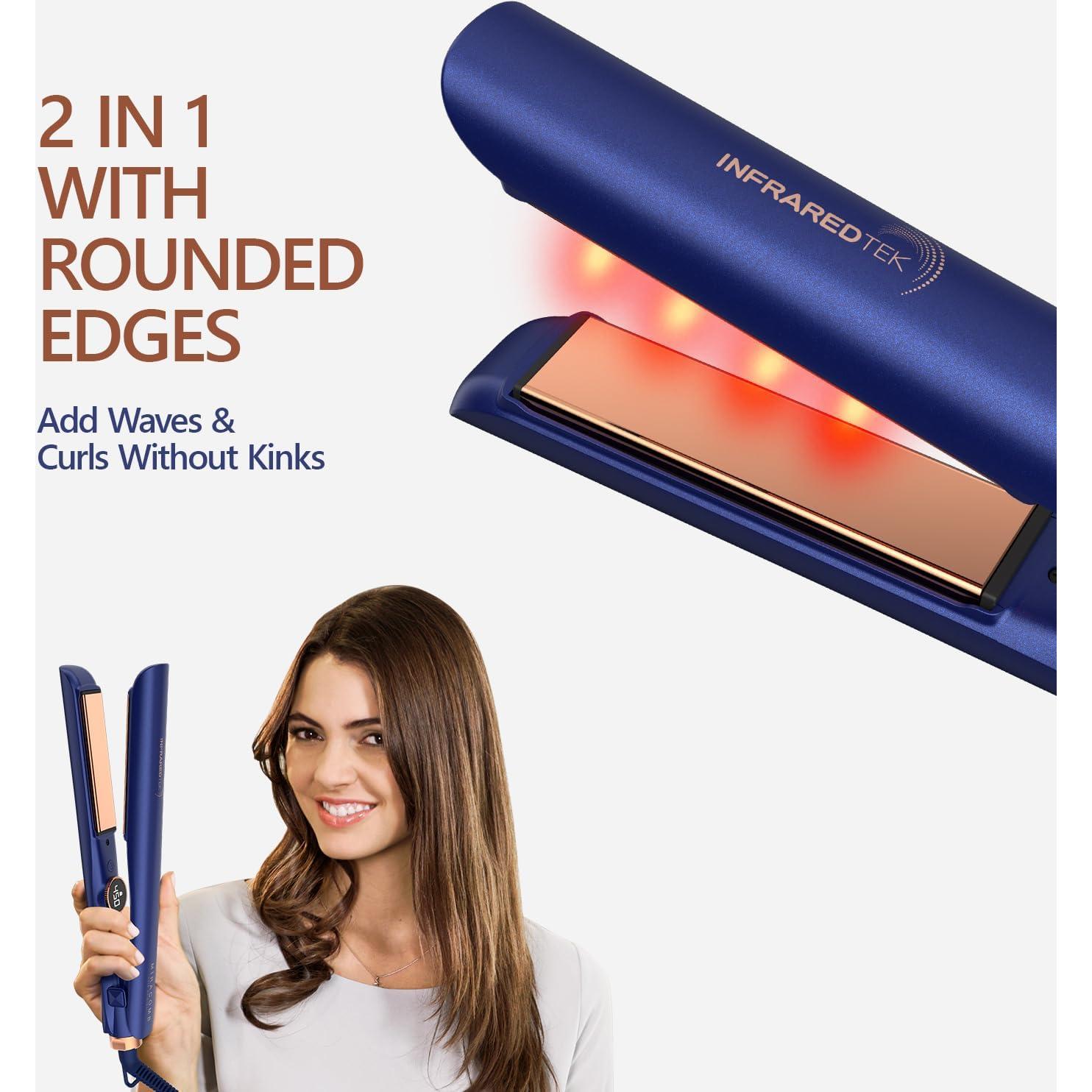 Plancha de Pelo Profesional MIRACOMB Titanio 1" Luz Infrarroja