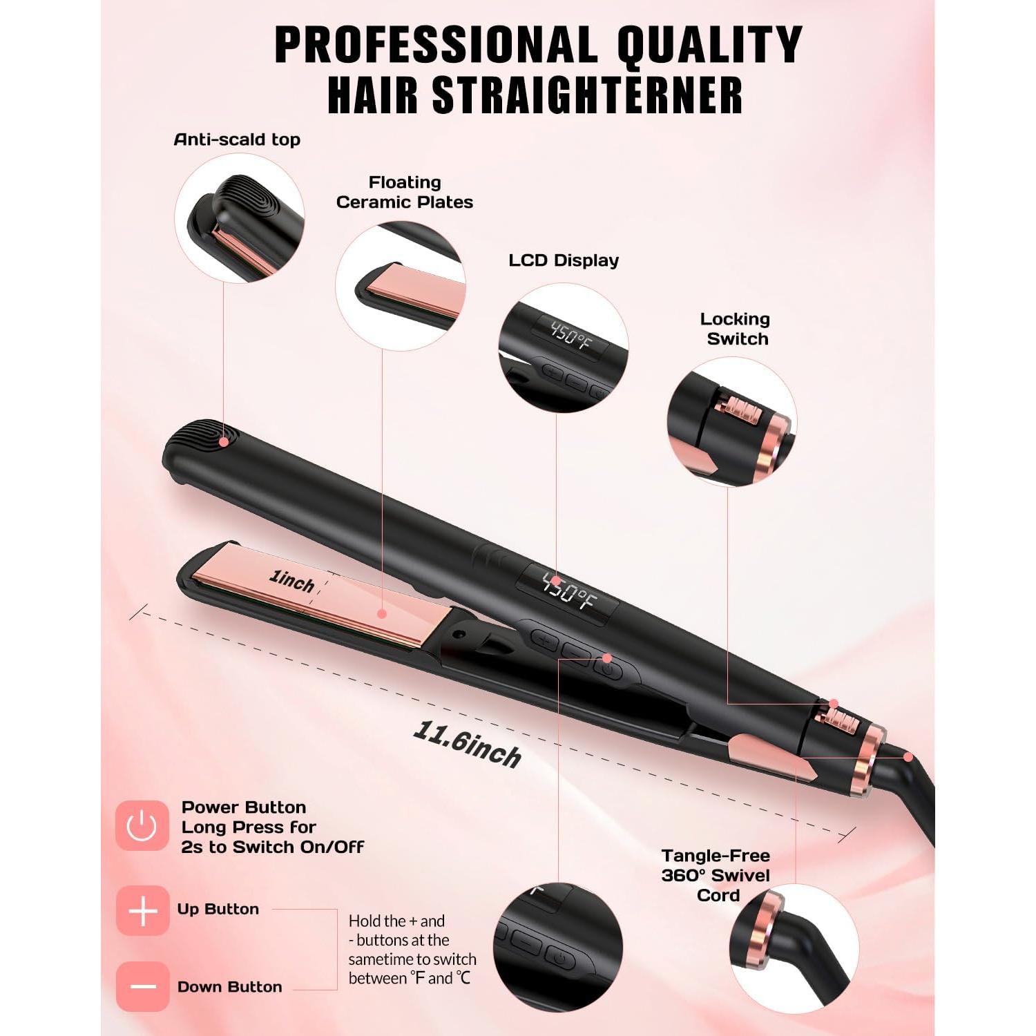 Plancha de Pelo 2 en 1 Soffiya Cerámica Calentamiento Rápido