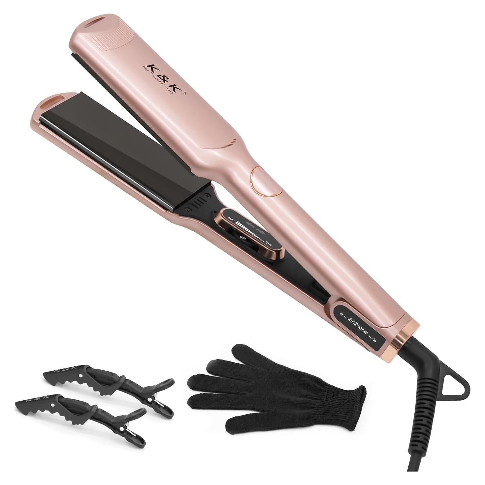 Plancha de Pelo K&K Titanio 4.4cm Ajustable 10-232°C Rosa