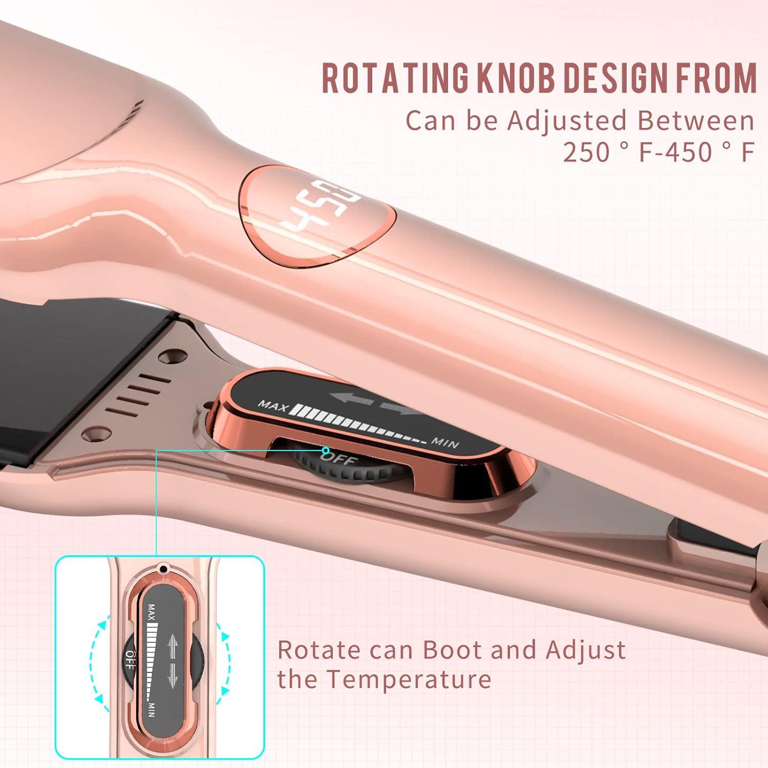 Plancha de Pelo K&K Titanio 4.4cm Ajustable 10-232°C Rosa