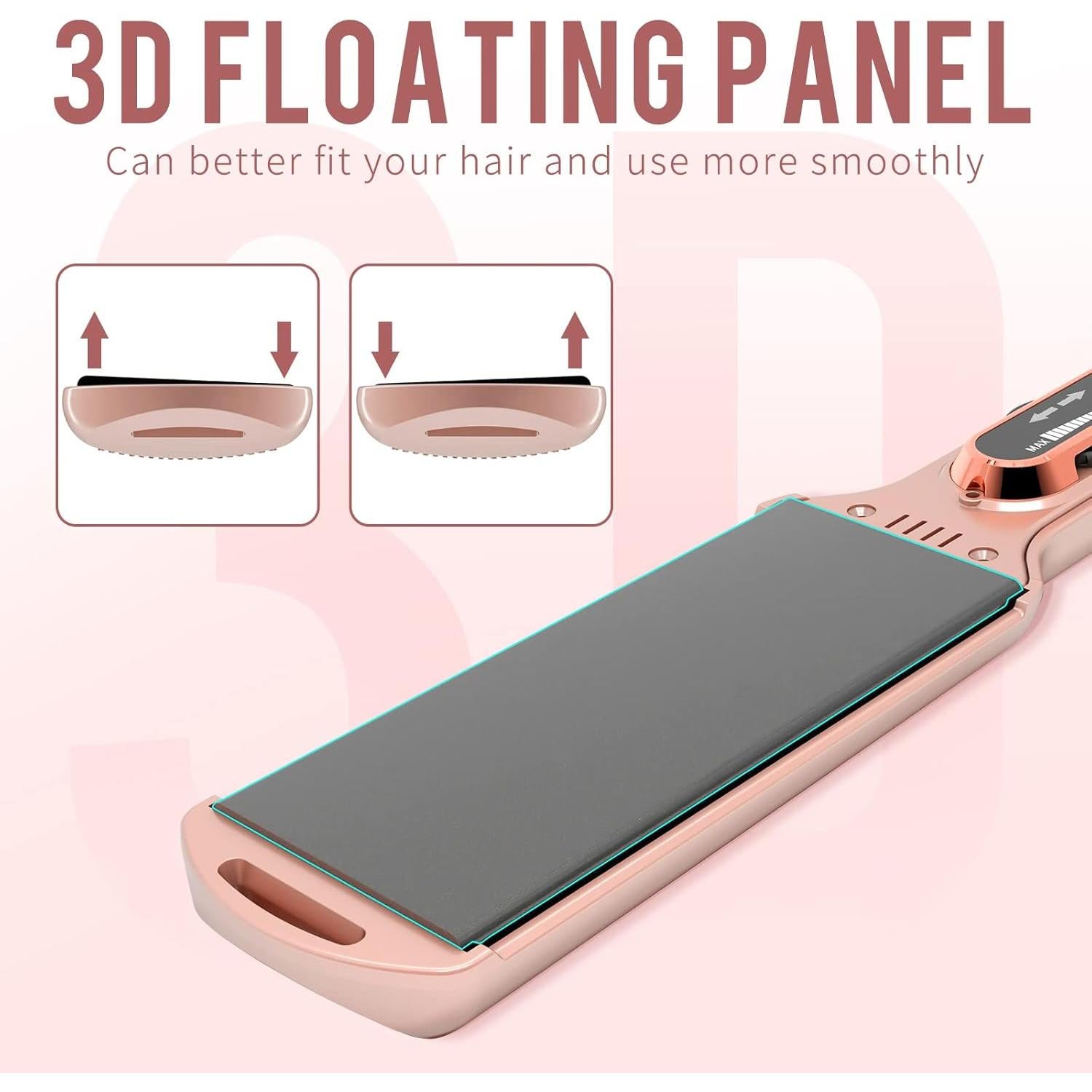 Plancha de Pelo K&K Titanio 4.4cm Ajustable 10-232°C Rosa