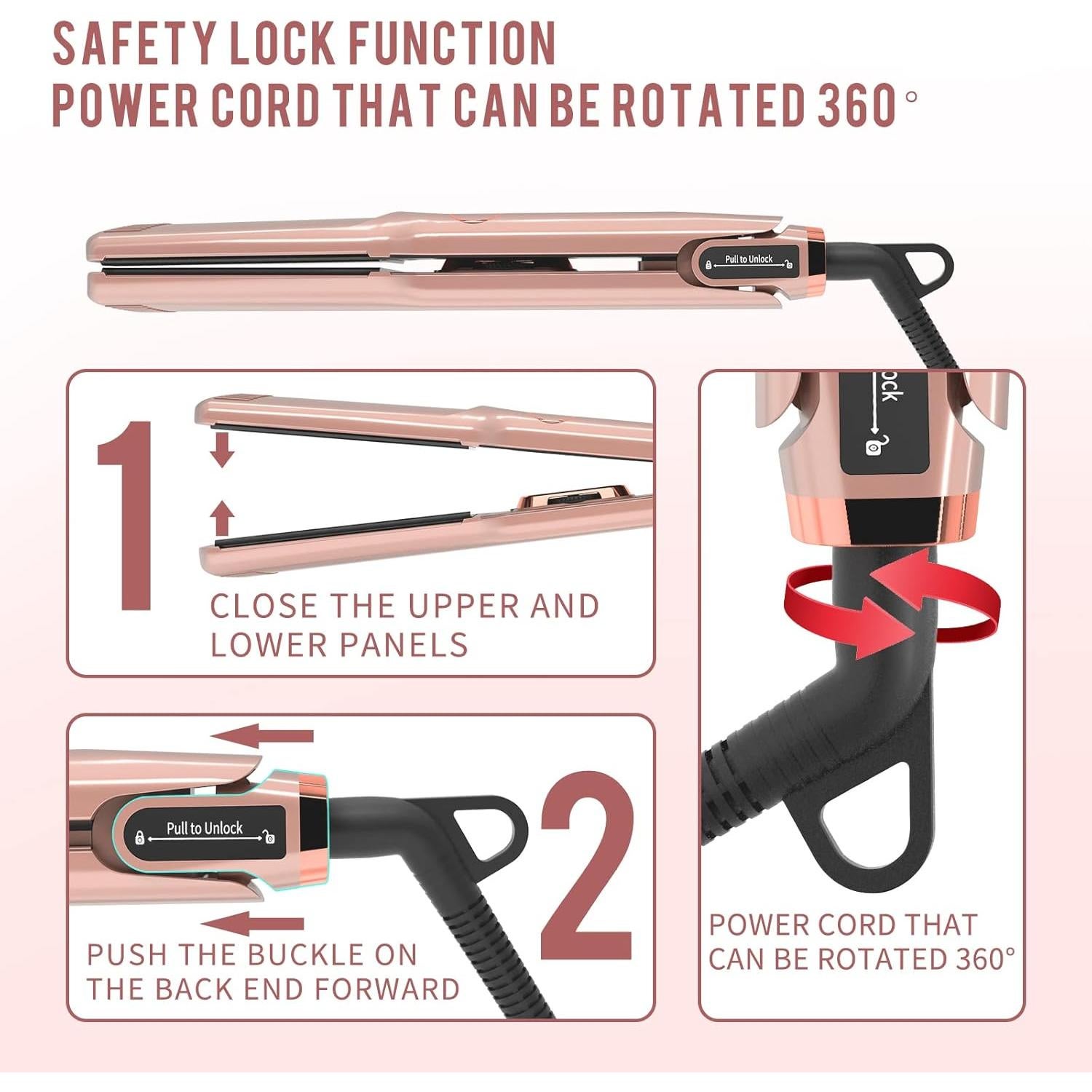 Plancha de Pelo K&K Titanio 4.4cm Ajustable 10-232°C Rosa