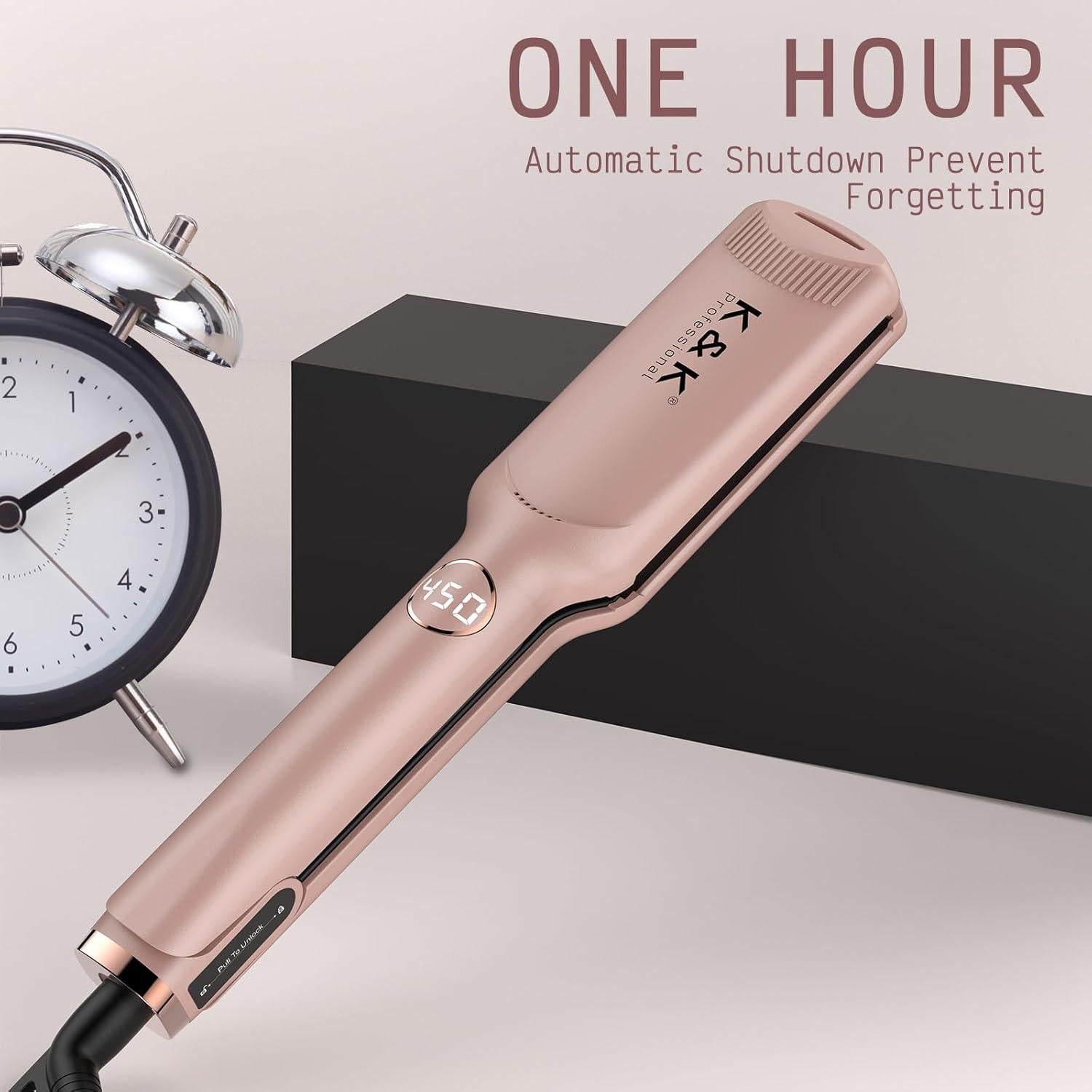 Plancha de Pelo K&K Titanio 4.4cm Ajustable 10-232°C Rosa