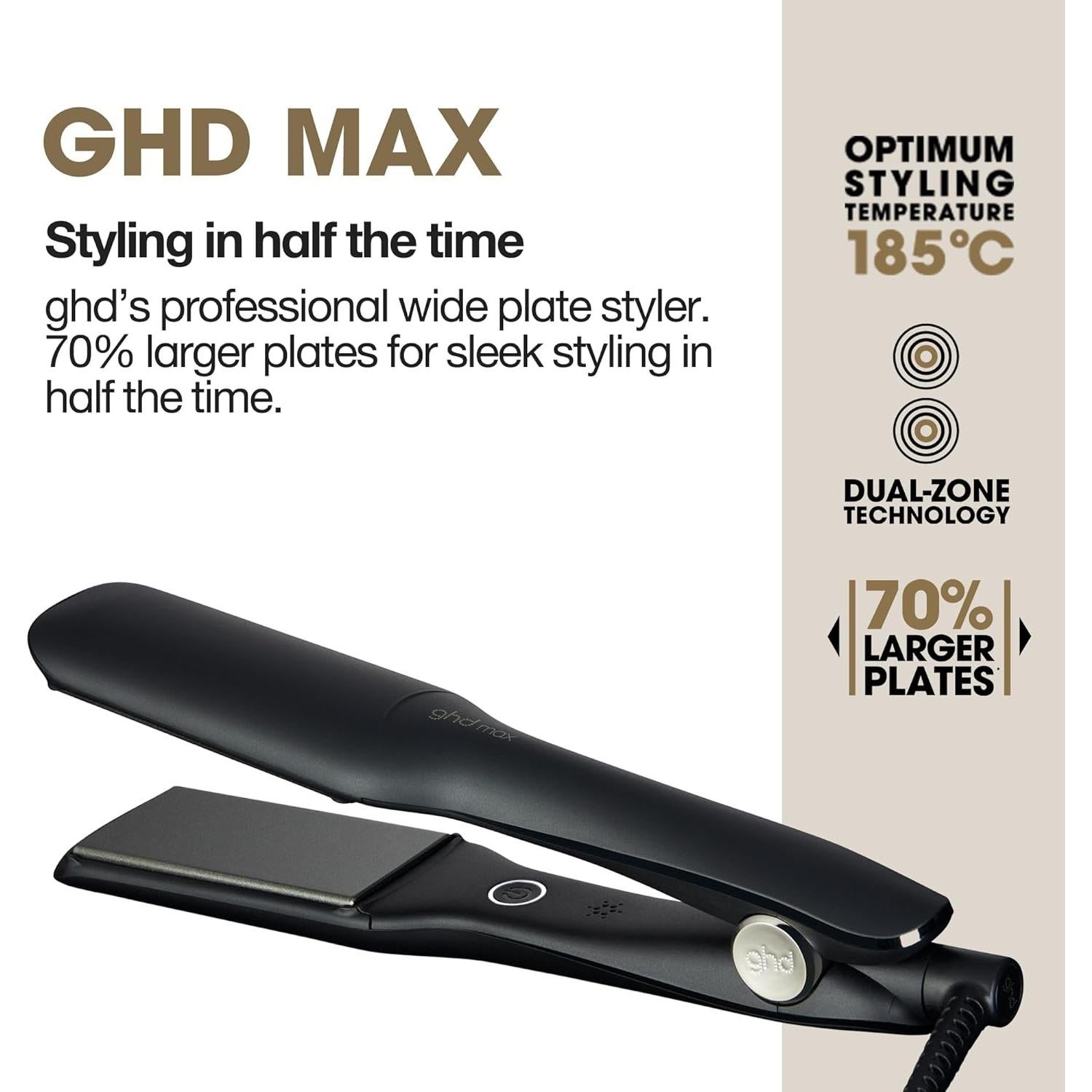 Plancha de Pelo GHD Max Styler 2" Cerámica Ancha 365°F