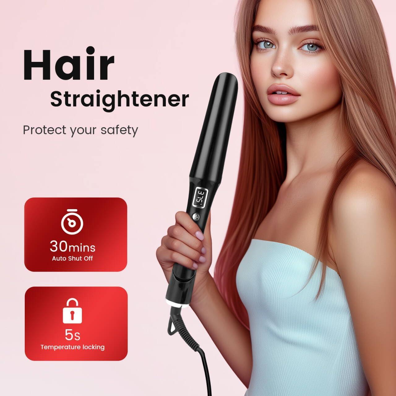 Plancha y Rizador 2 en 1 PRITECH, Cerámica y Titanio, Negro