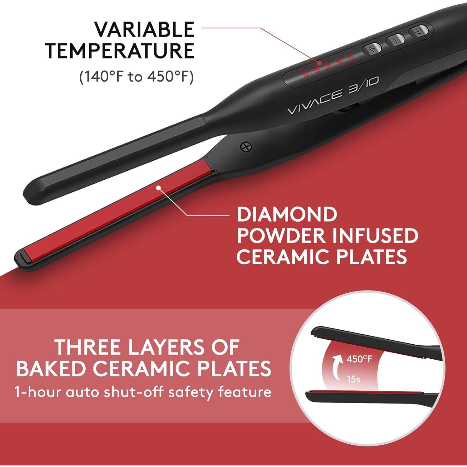 Plancha Profesional H2PRO Vivace Edge 3/10 Cerámica 60-232°C