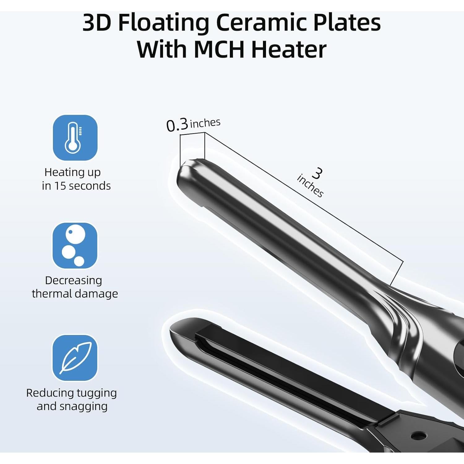 Plancha de Cabello Pequeña Mvxitanny 3/10'' Gris - Doble Voltaje