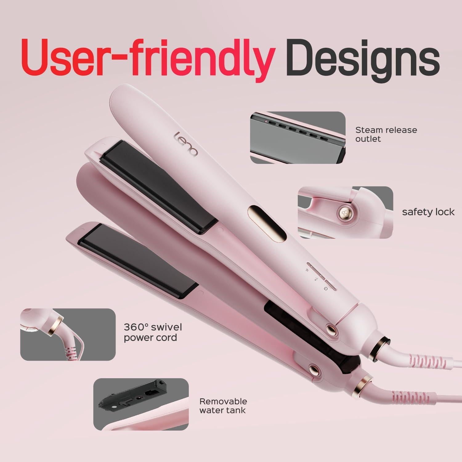 Plancha de Vapor LENA H11, Alisado Profesional con Titanio