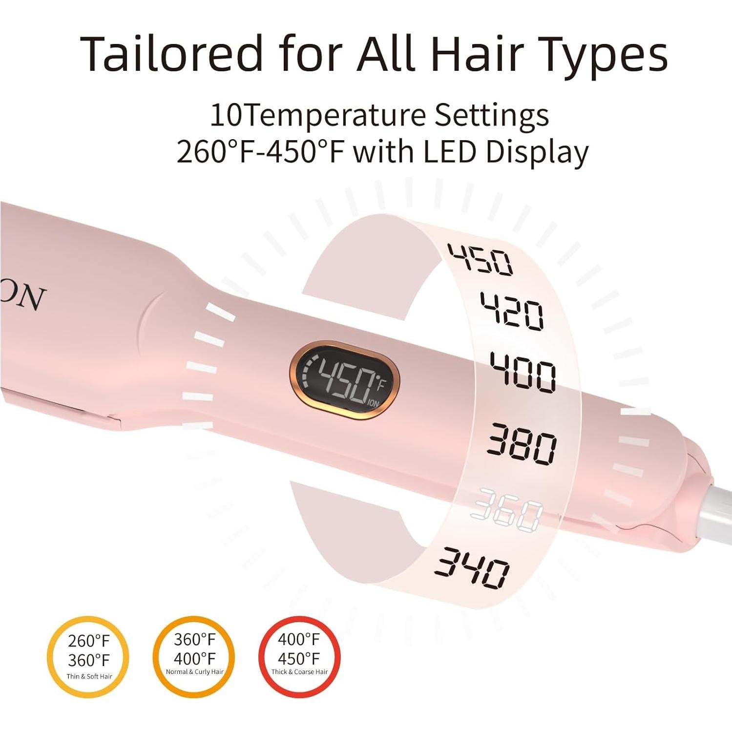 Plancha de Pelo MEIBEAZON MS-02 Cerámica 1.7" Iónica Rosa