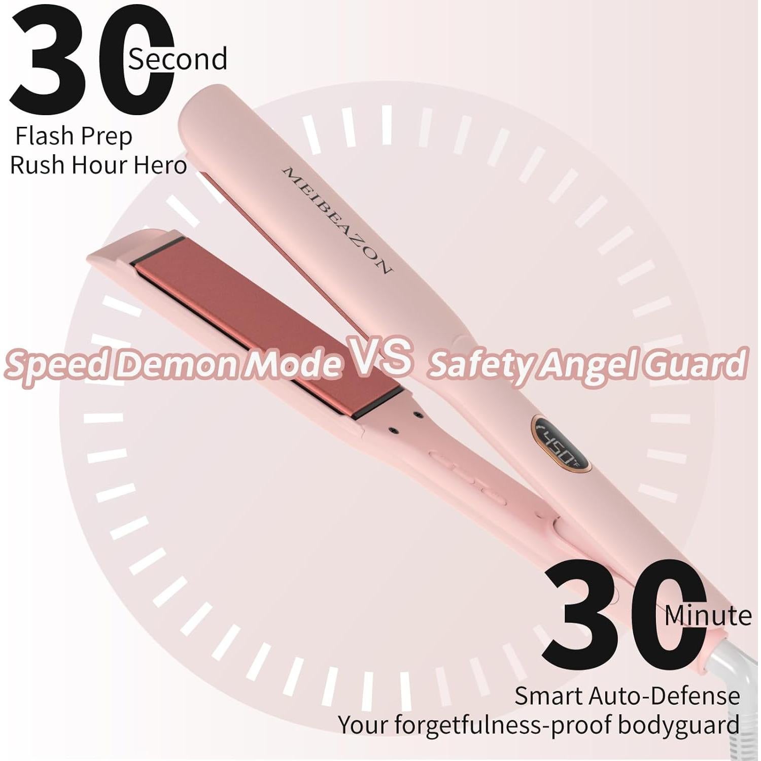 Plancha de Pelo MEIBEAZON MS-02 Cerámica 1.7" Iónica Rosa