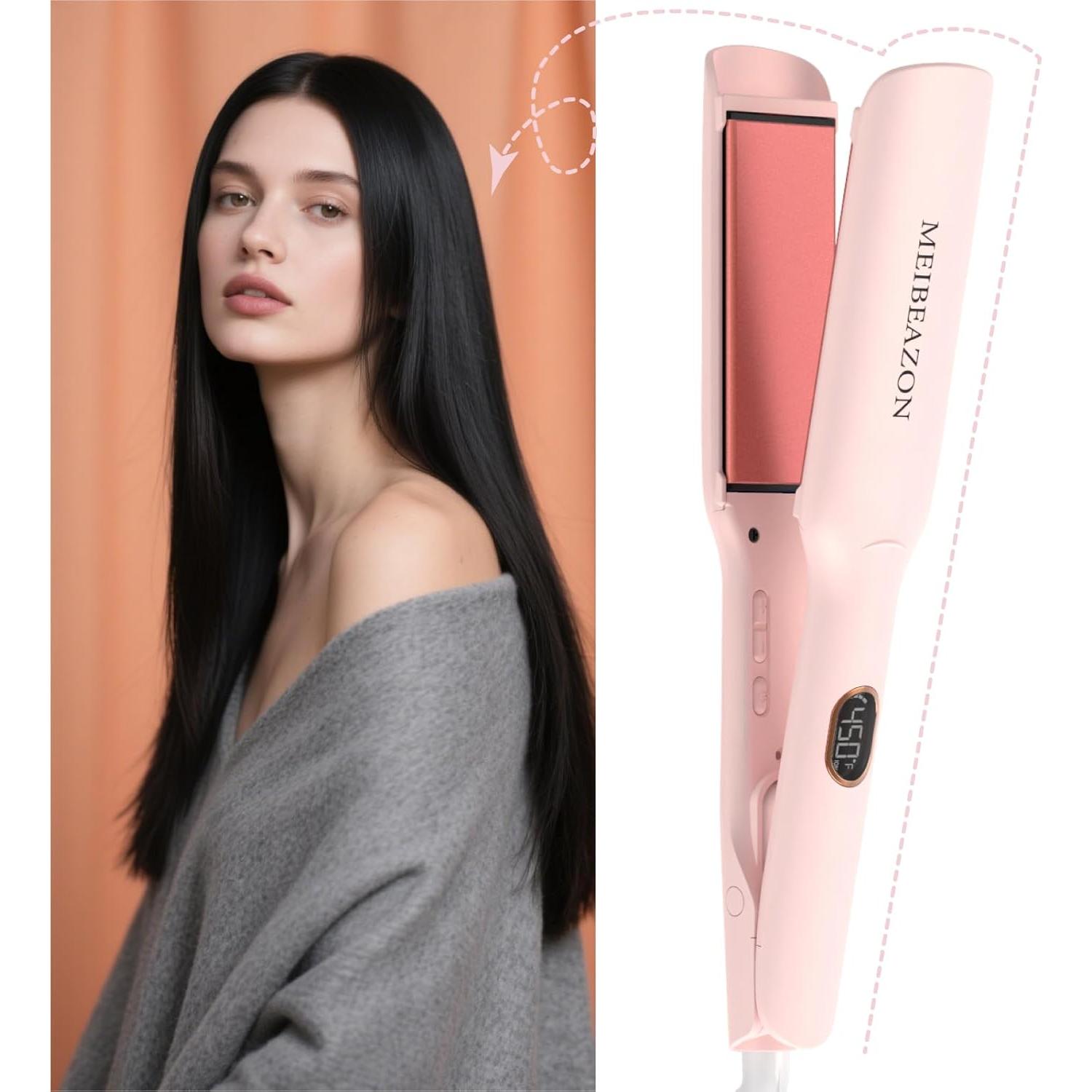 Plancha de Pelo MEIBEAZON MS-02 Cerámica 1.7" Iónica Rosa