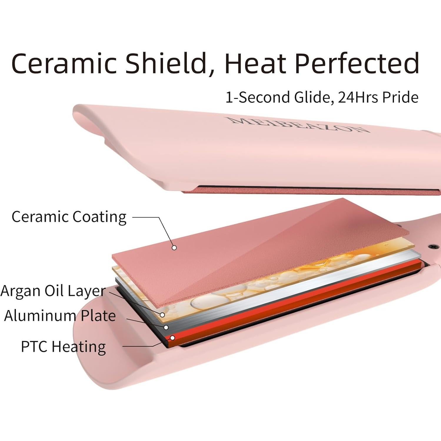 Plancha de Pelo MEIBEAZON MS-02 Cerámica 1.7" Iónica Rosa